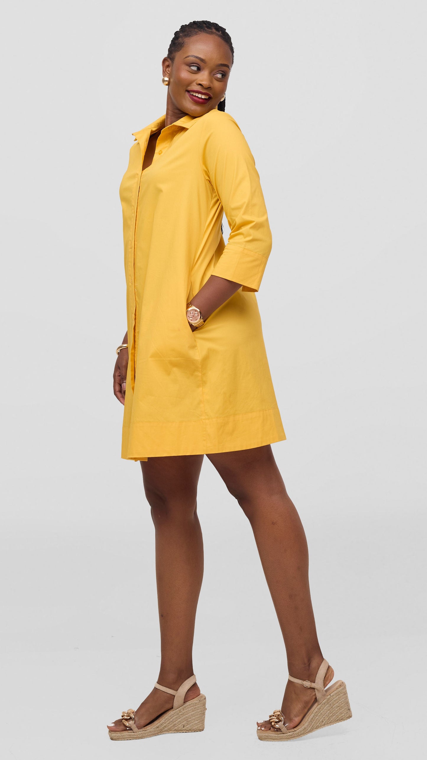 Vivo Lulu Wide Hem Tent Dress - Yellow