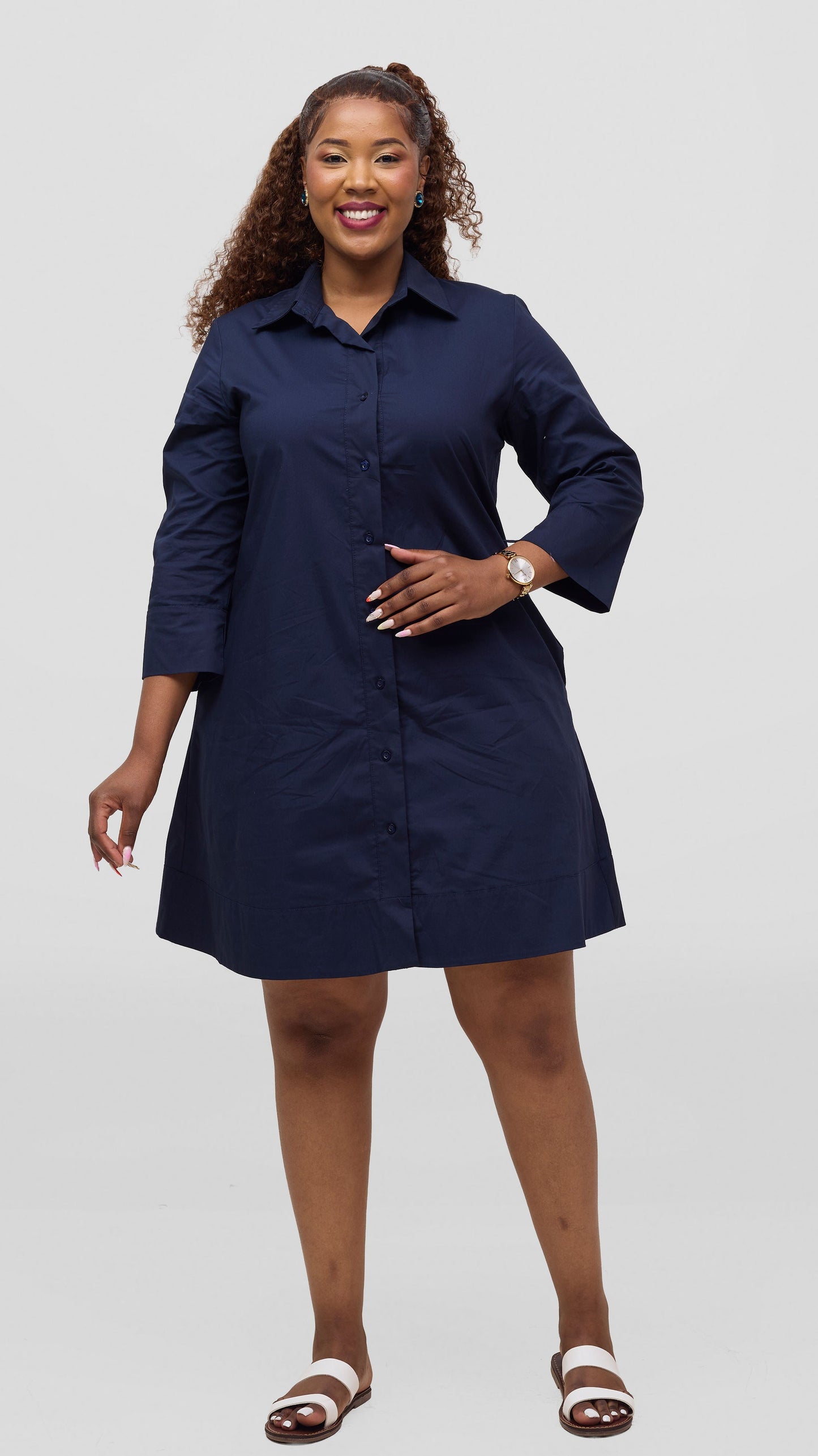 Vivo Lulu Wide Hem Tent Dress - Navy