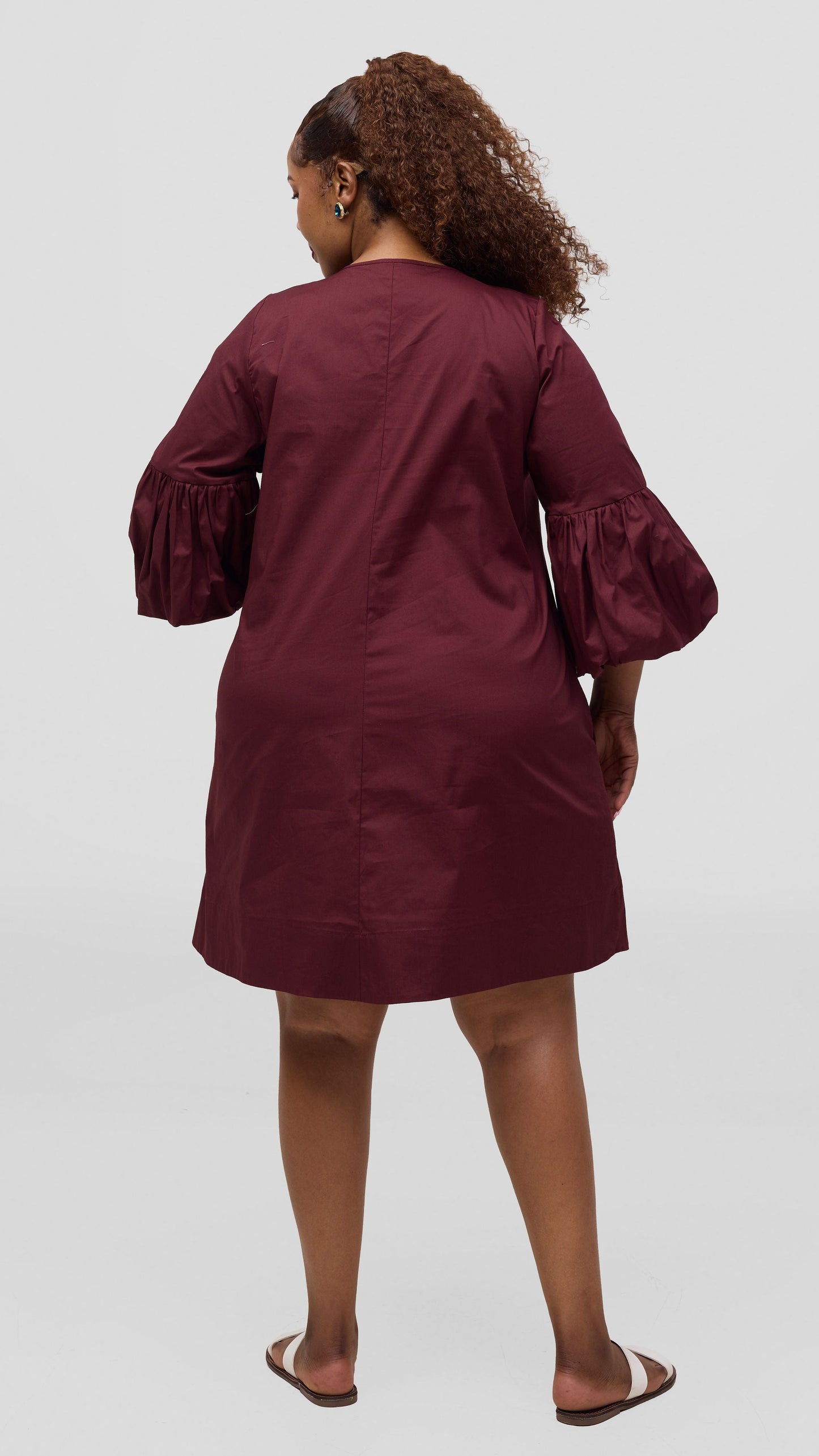 Vivo Lulu Cotton Tent Mini Dress -  Burgundy