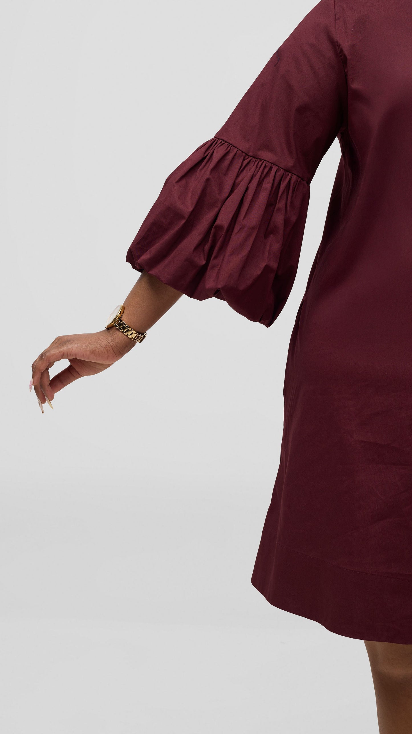 Vivo Lulu Cotton Tent Mini Dress -  Burgundy