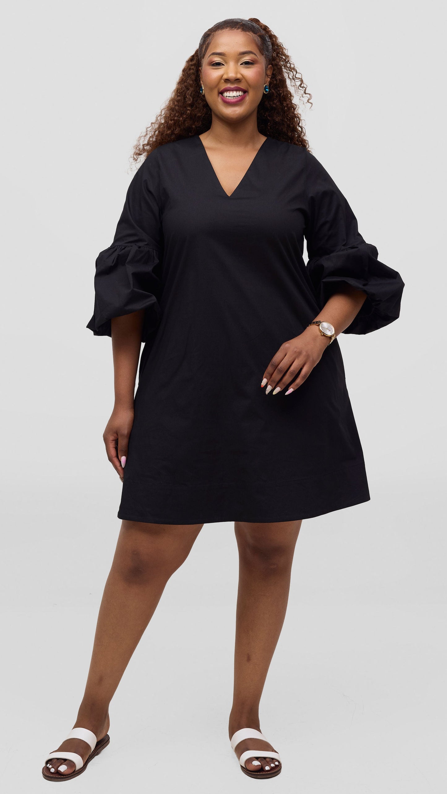 Vivo Lulu Cotton Tent Mini Dress - Black