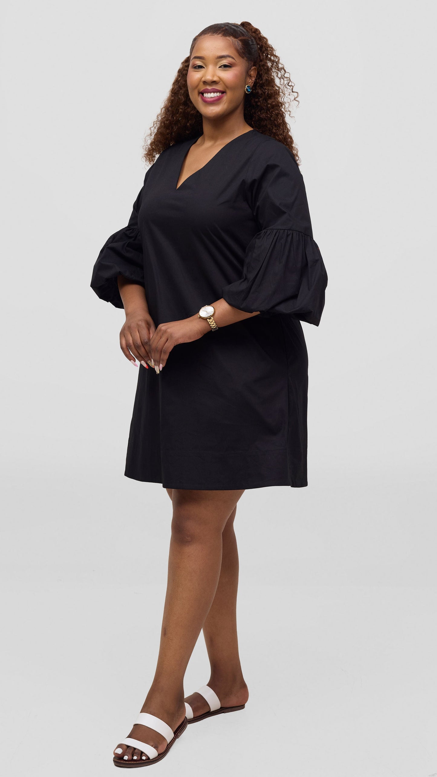 Vivo Lulu Cotton Tent Mini Dress - Black