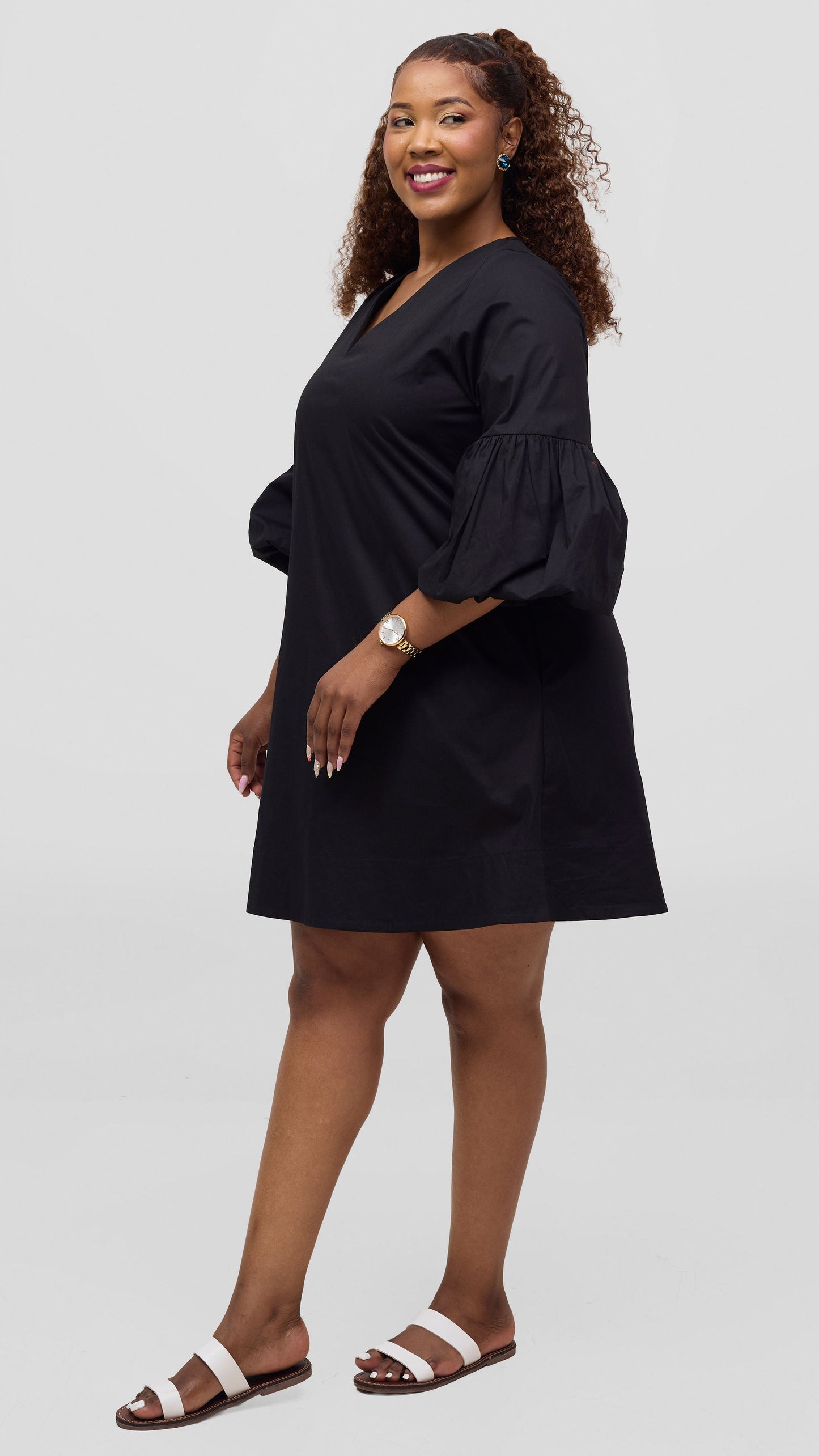 Vivo Lulu Cotton Tent Mini Dress - Black
