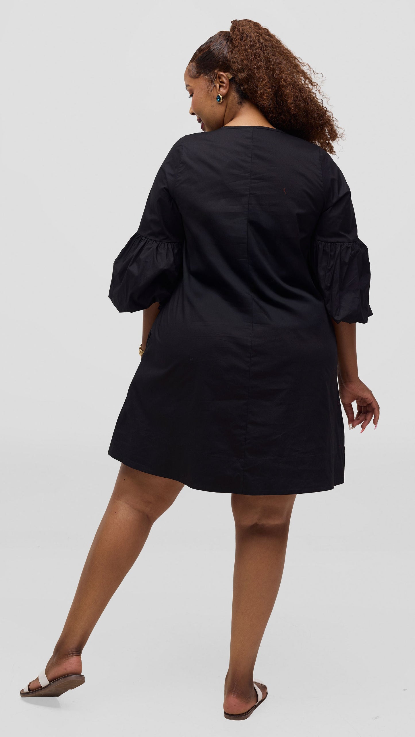 Vivo Lulu Cotton Tent Mini Dress - Black