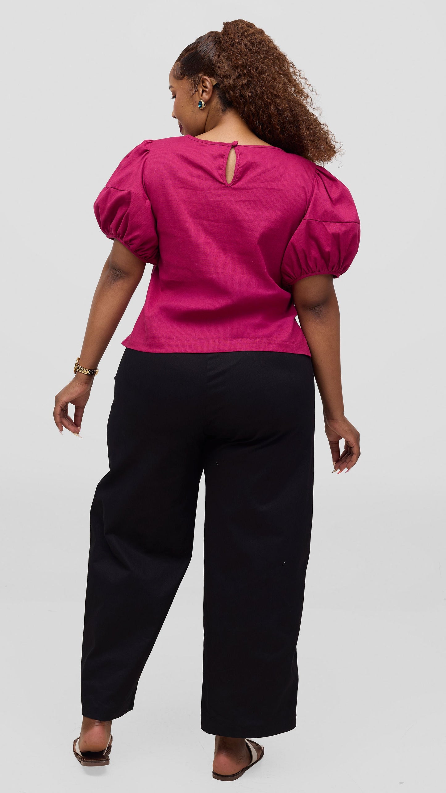 Vivo Lulu Bubble Sleeve Top - Fuschia
