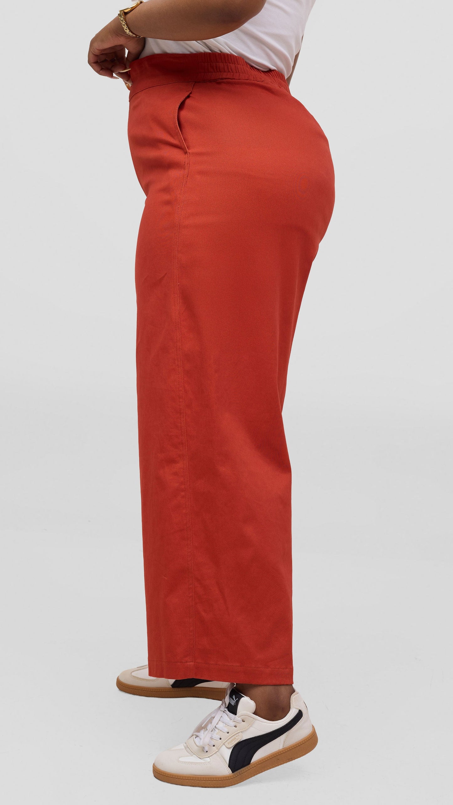 Vivo Lulu Cotton Barrel Pants - Rust