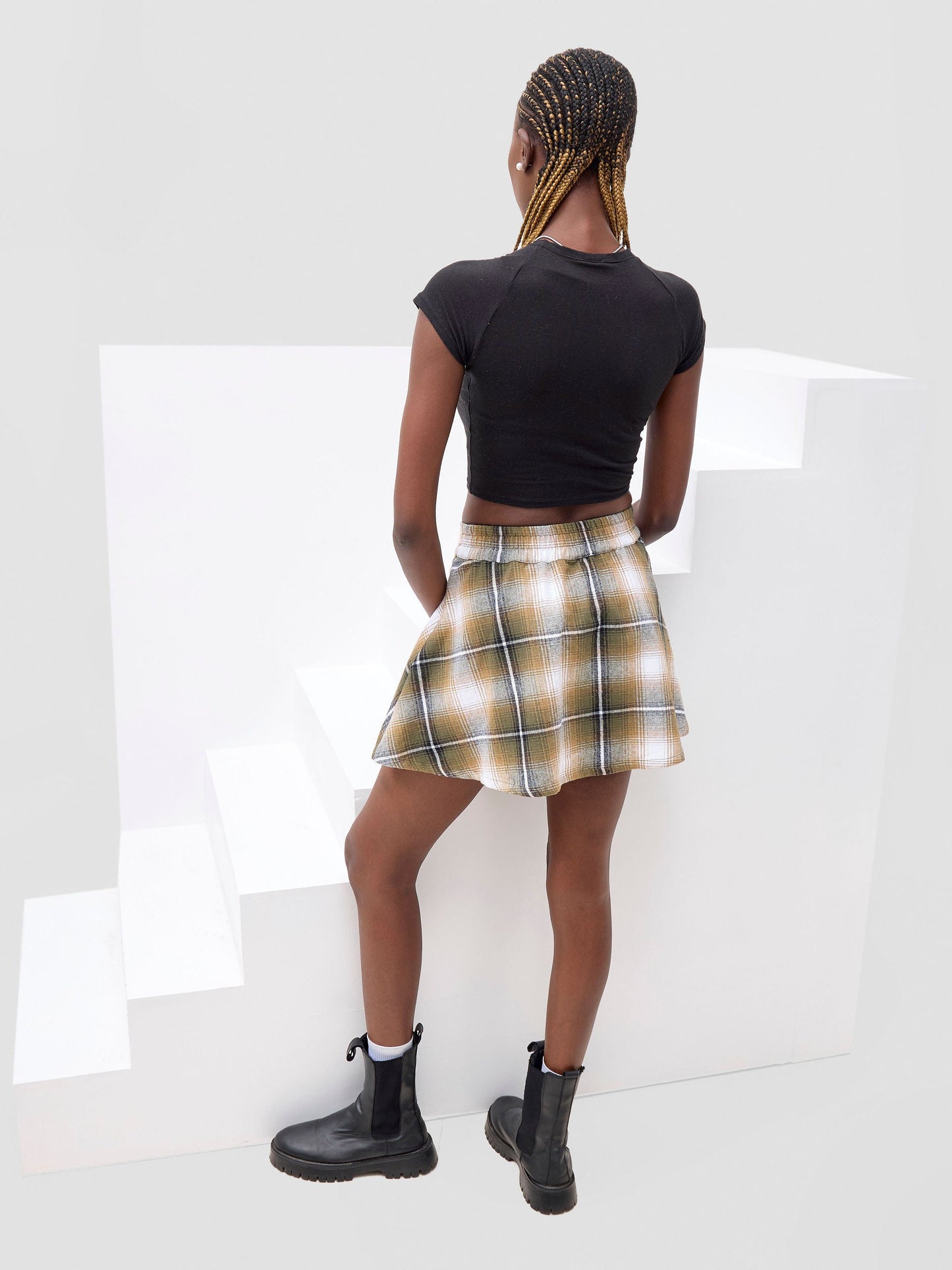 Zoya X Metamorphisized 143 Pleated Flannel Mini Skirt - Hunters Plaid