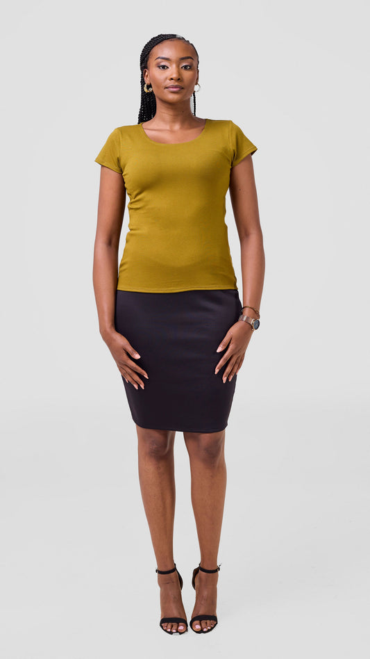 Vivo Everyday Cap Sleeve Top in Jersey - Olive