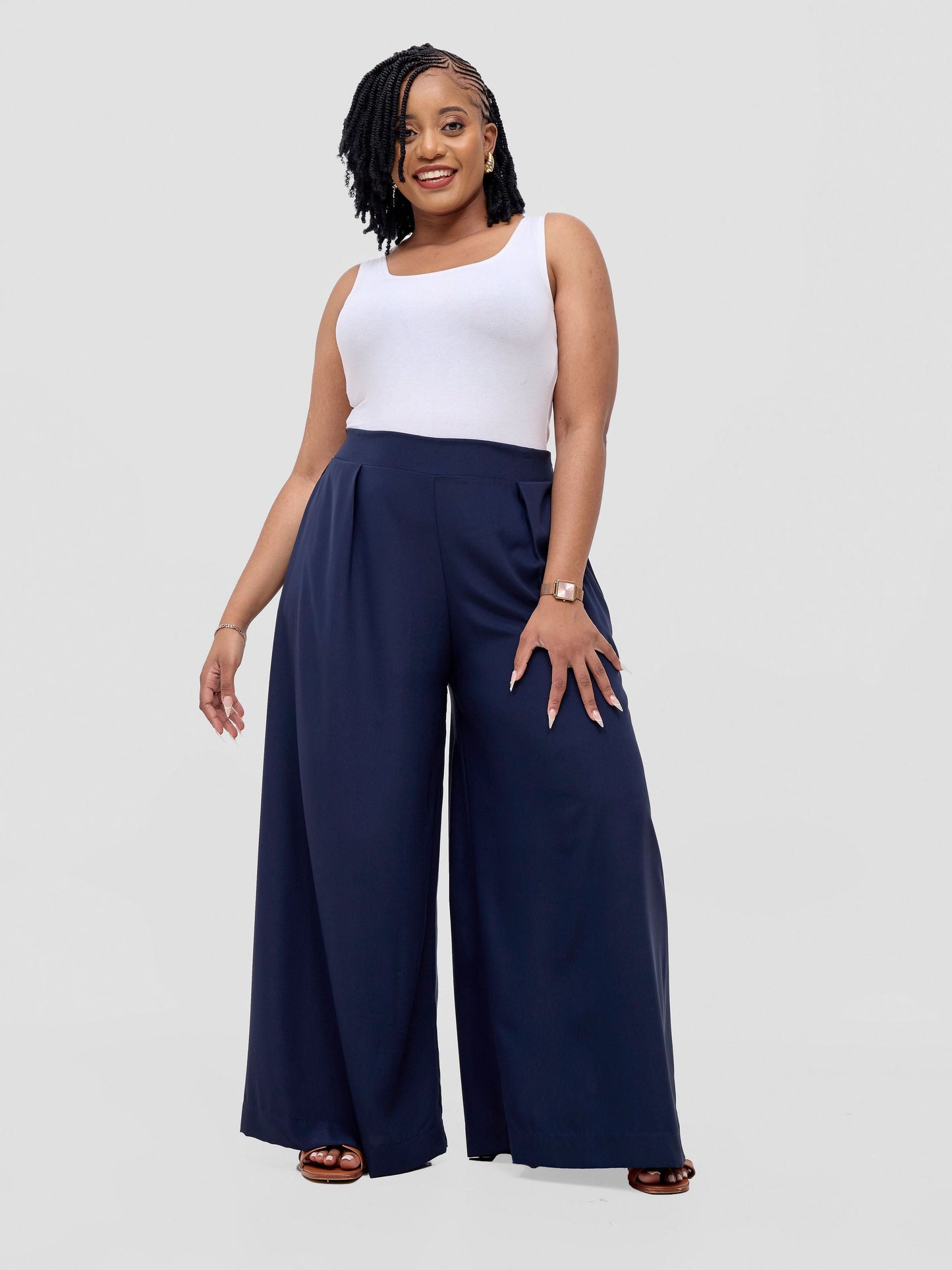 Vivo Serwa Crepe Pants - Dark Navy