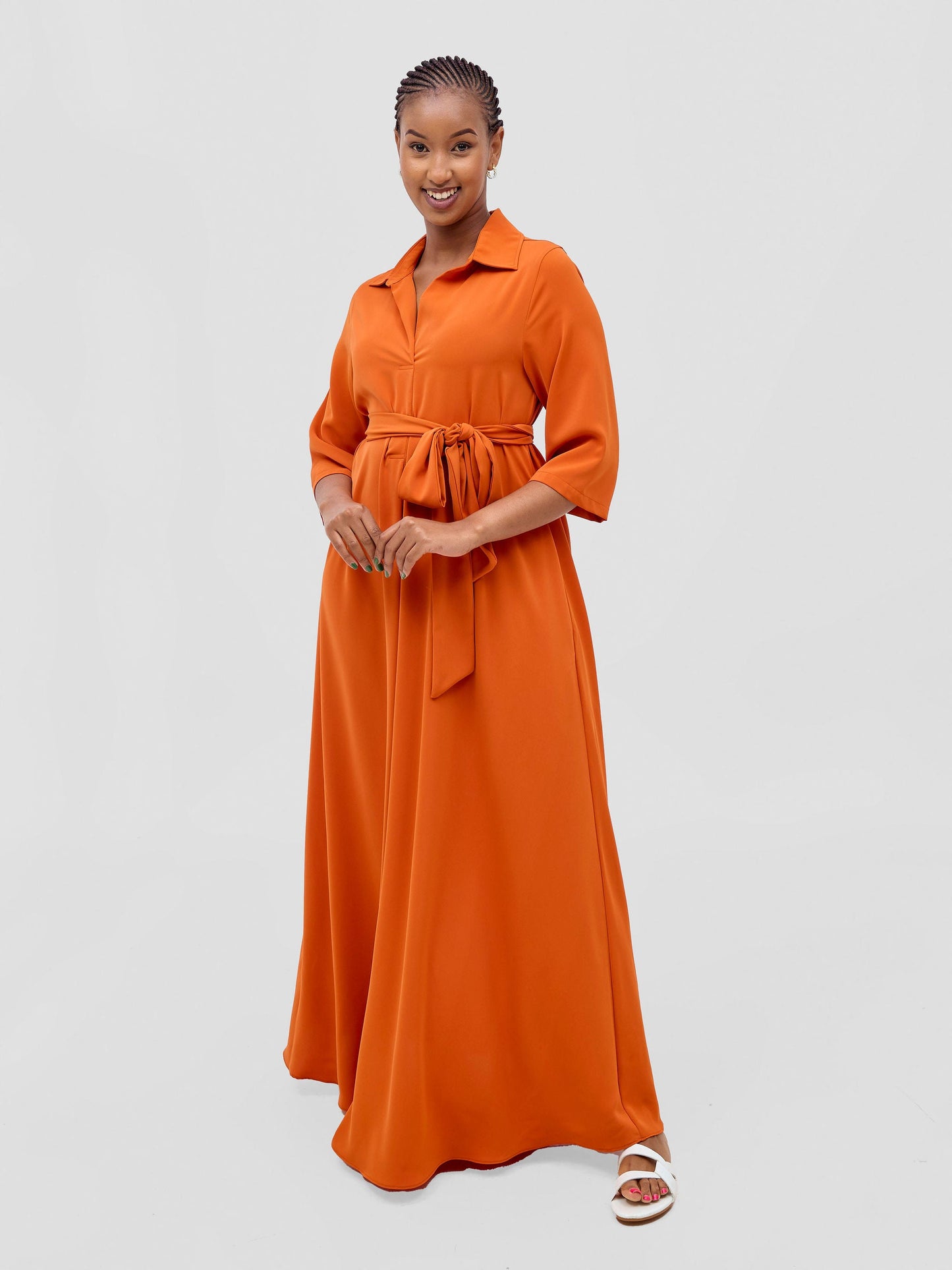 Vivo Yumi Maxi Shirt Dress - Orange