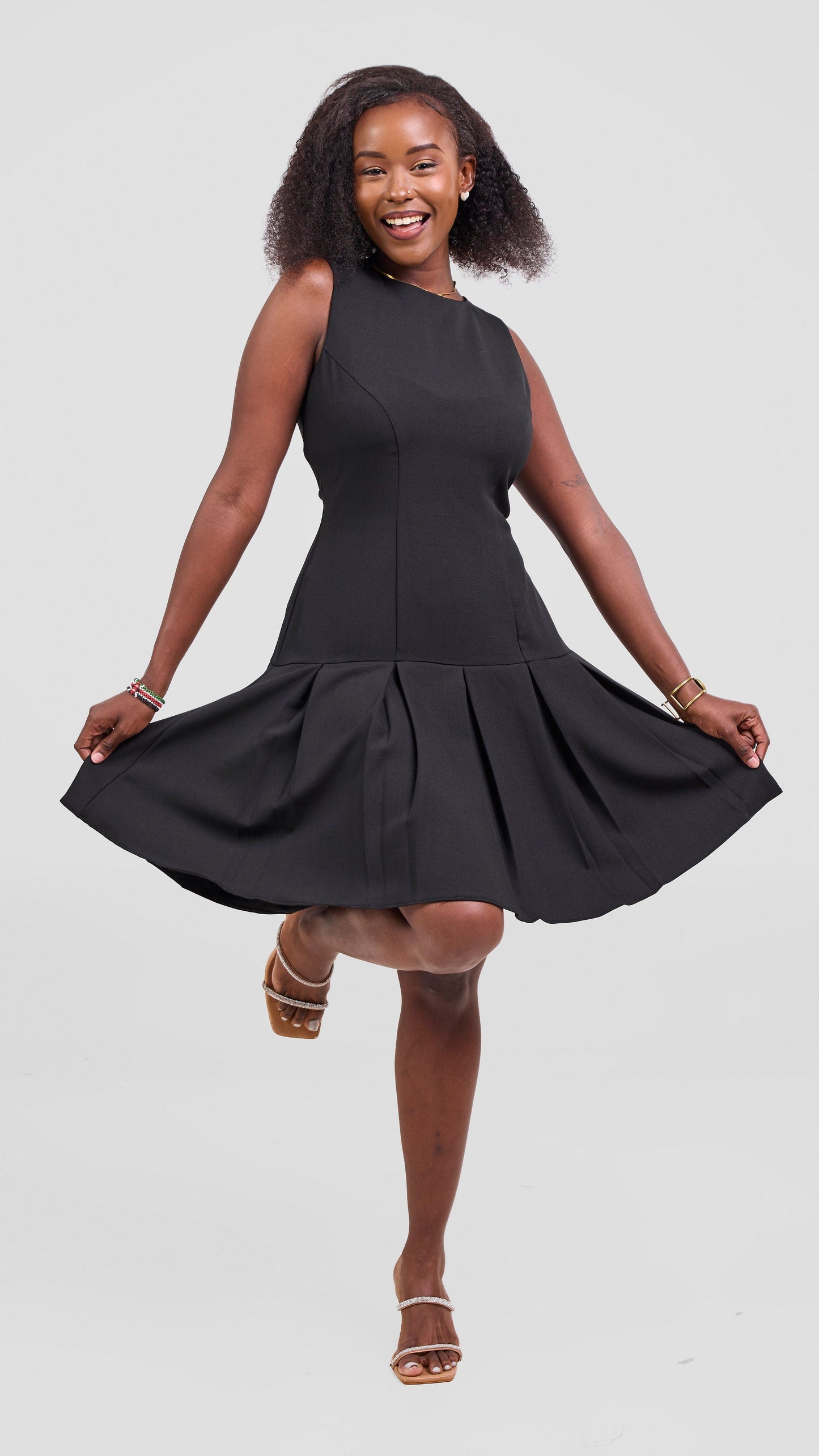 Vivo Niari Pleated Dress - Black