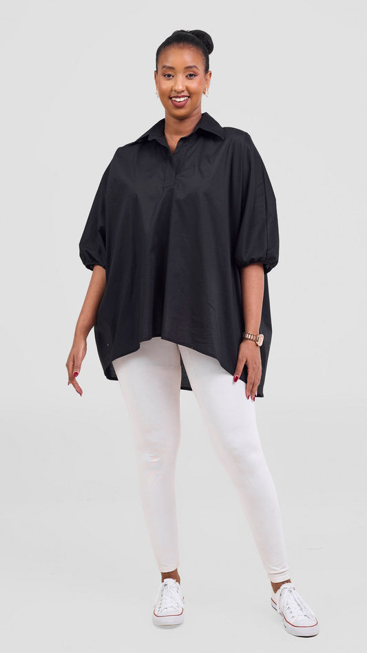 Vivo Cotton High Low Top - Black