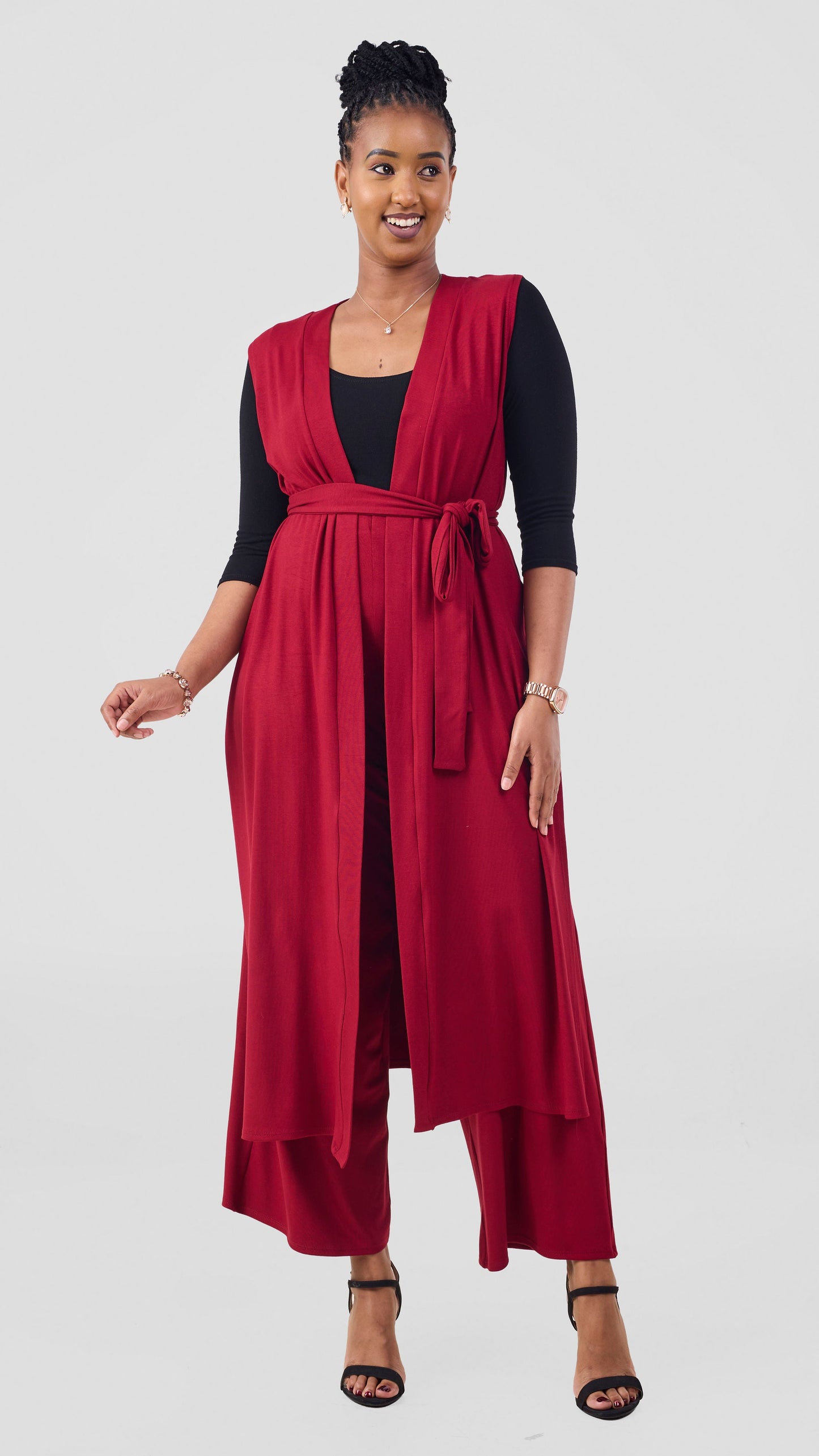 Vivo Chela Jersey Sleeveless Waterfall - Dark Red