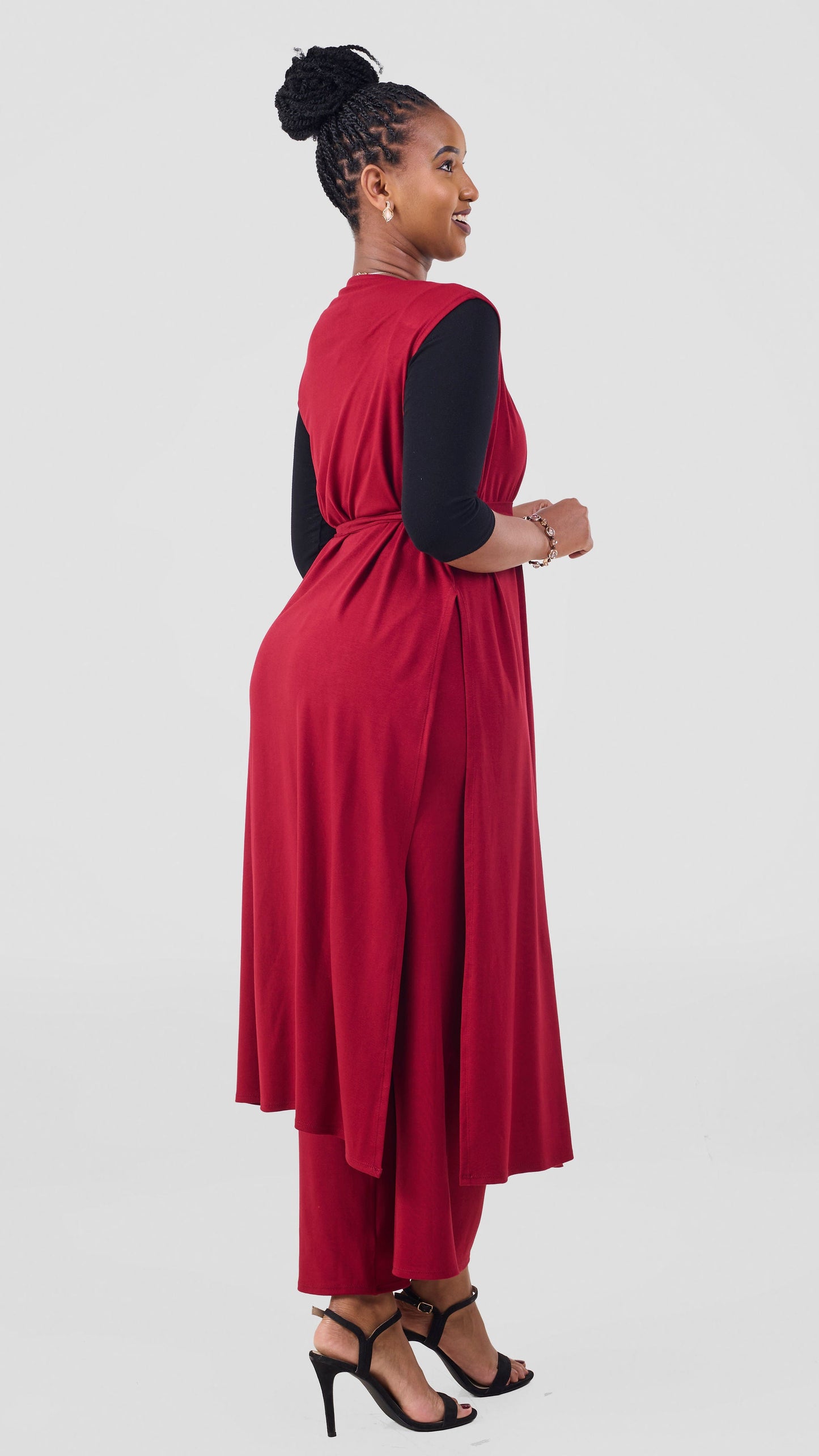 Vivo Chela Jersey Sleeveless Waterfall - Dark Red