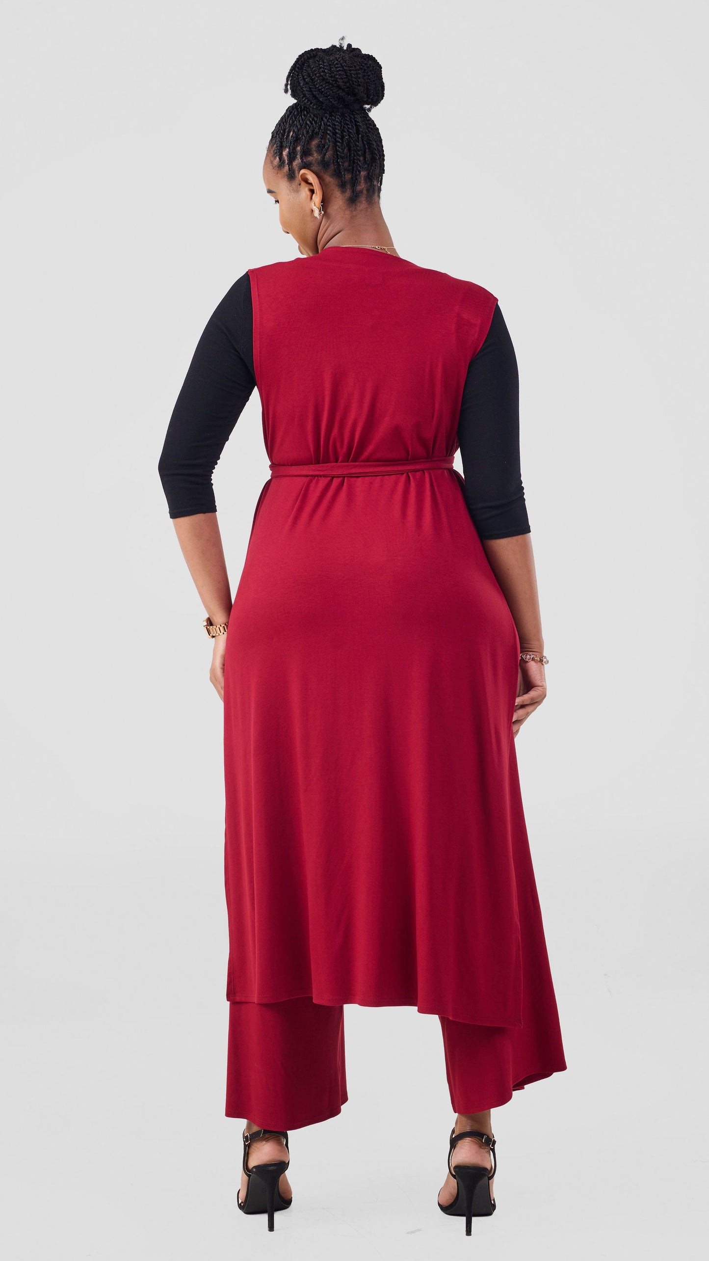 Vivo Chela Jersey Sleeveless Waterfall - Dark Red