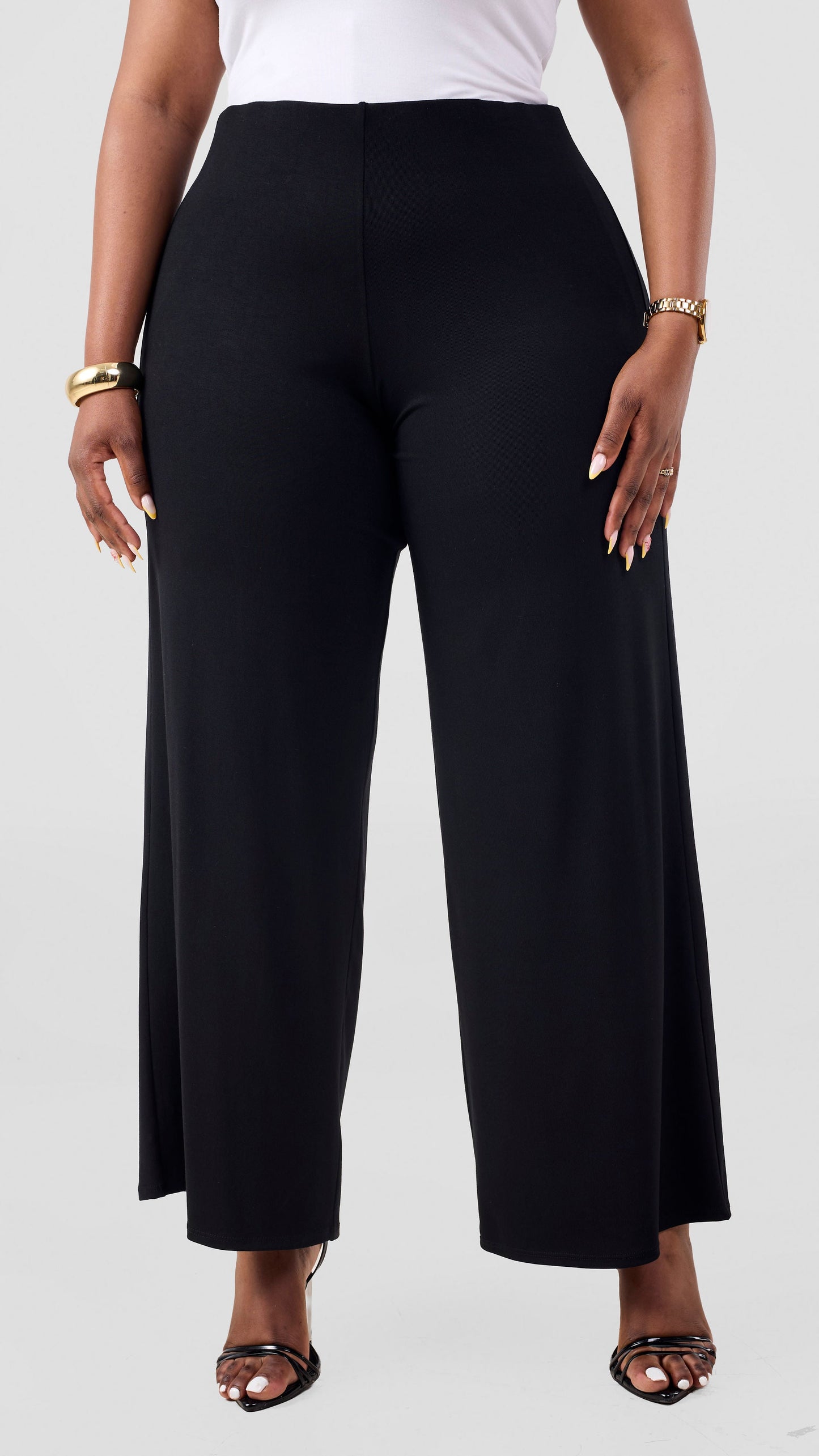 Vivo Chela Jersey Pallazo Pants - Black