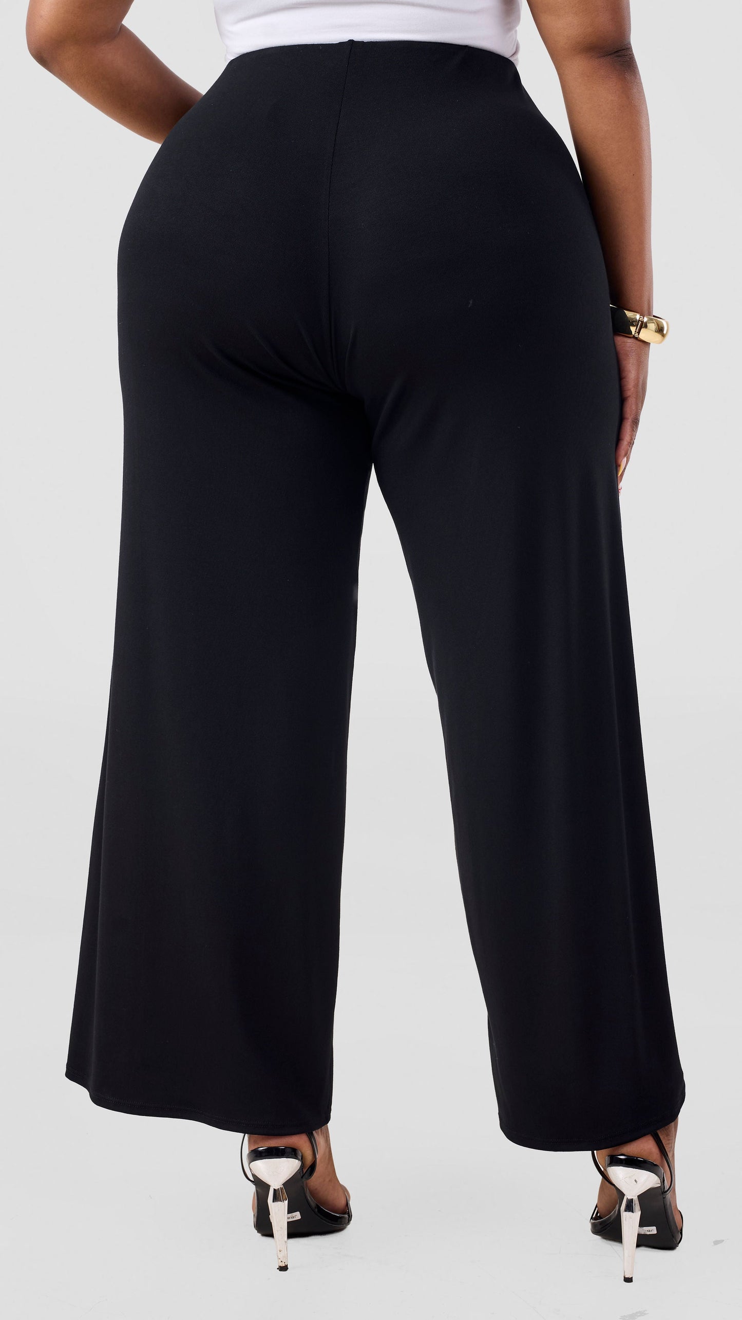Vivo Chela Jersey Pallazo Pants - Black