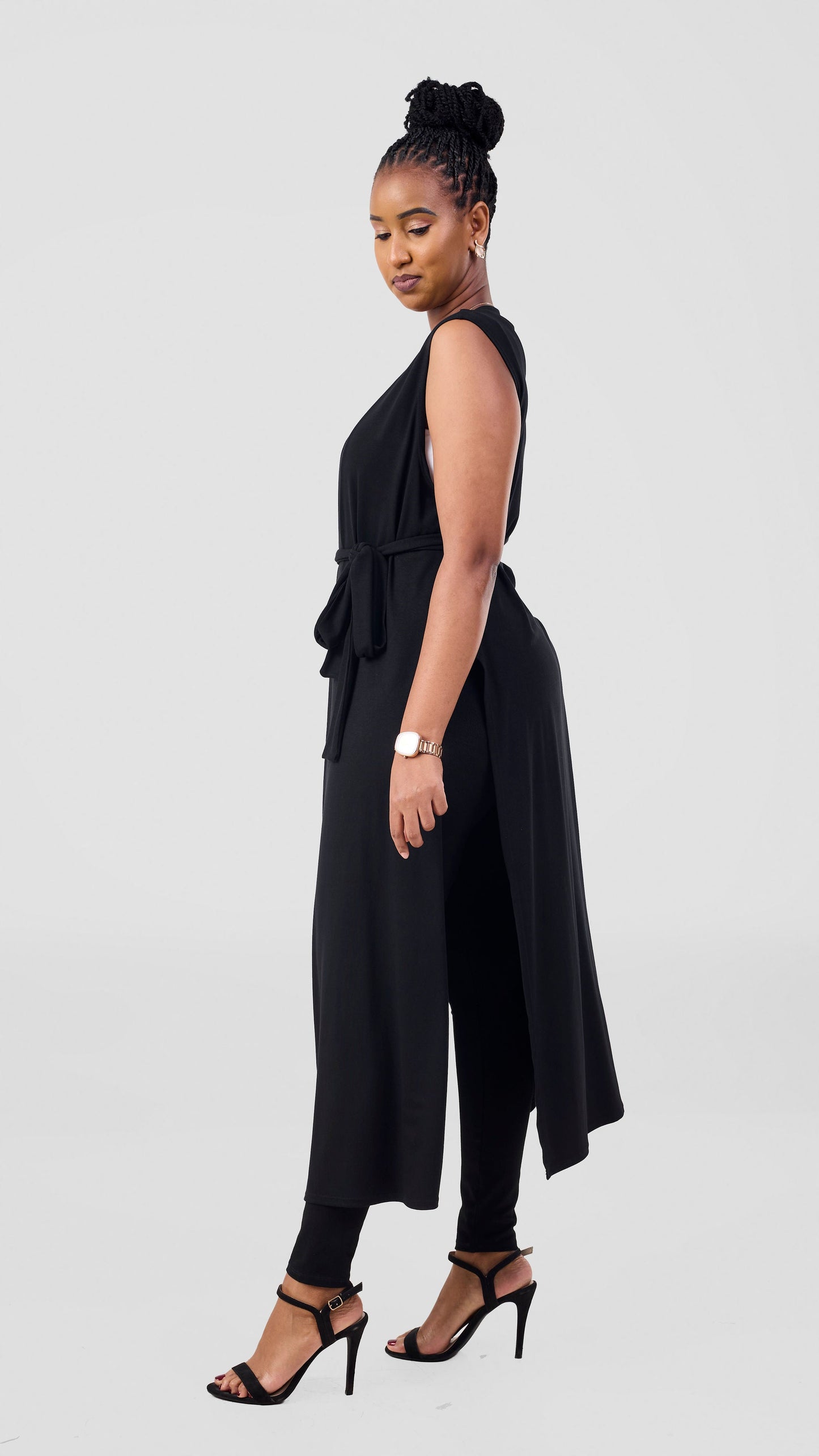 Vivo Chela Jersey Sleeveless Waterfall - Black