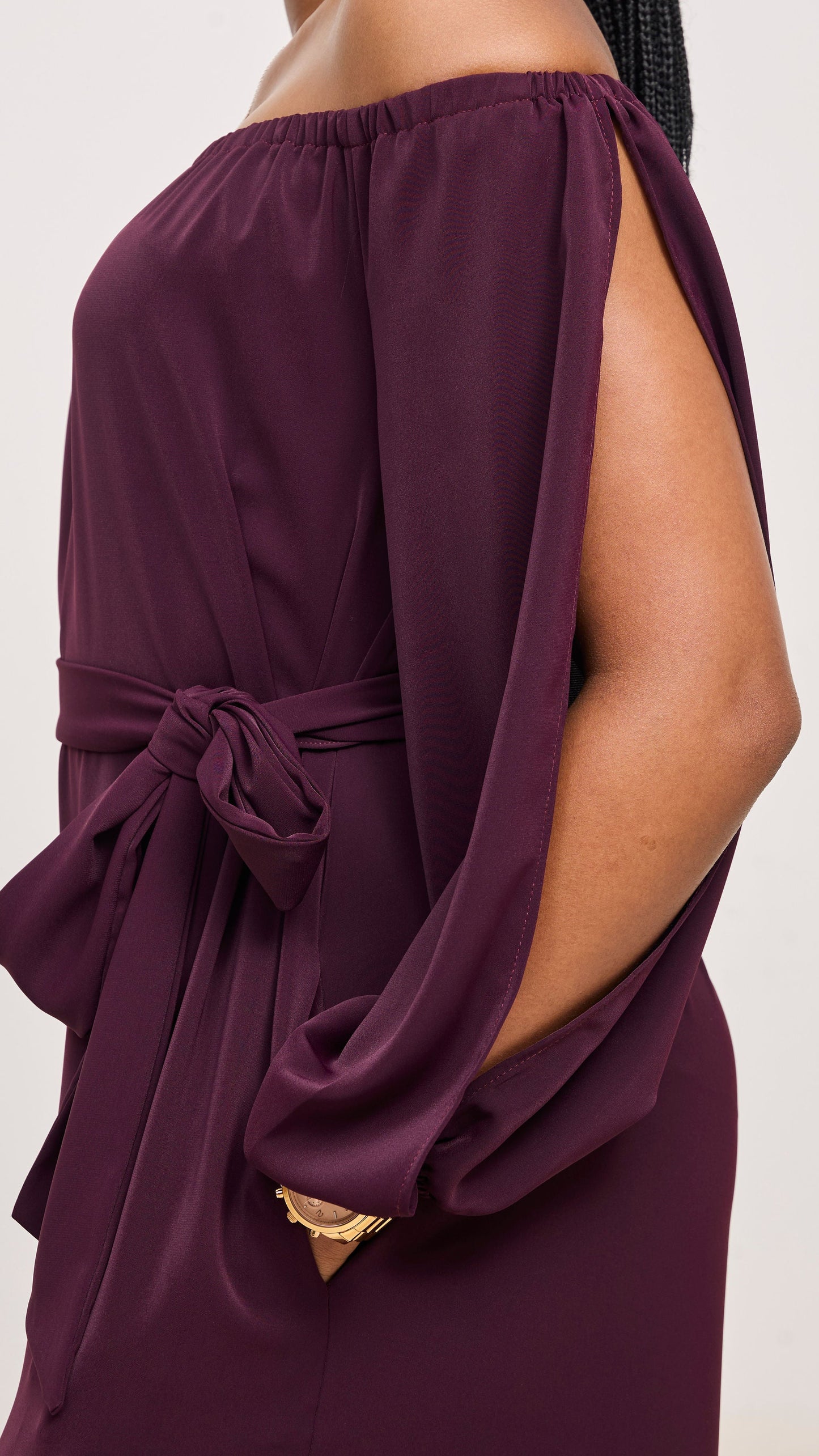 Vivo Yumi Off Shoulder Jumpsuit - Mulberry