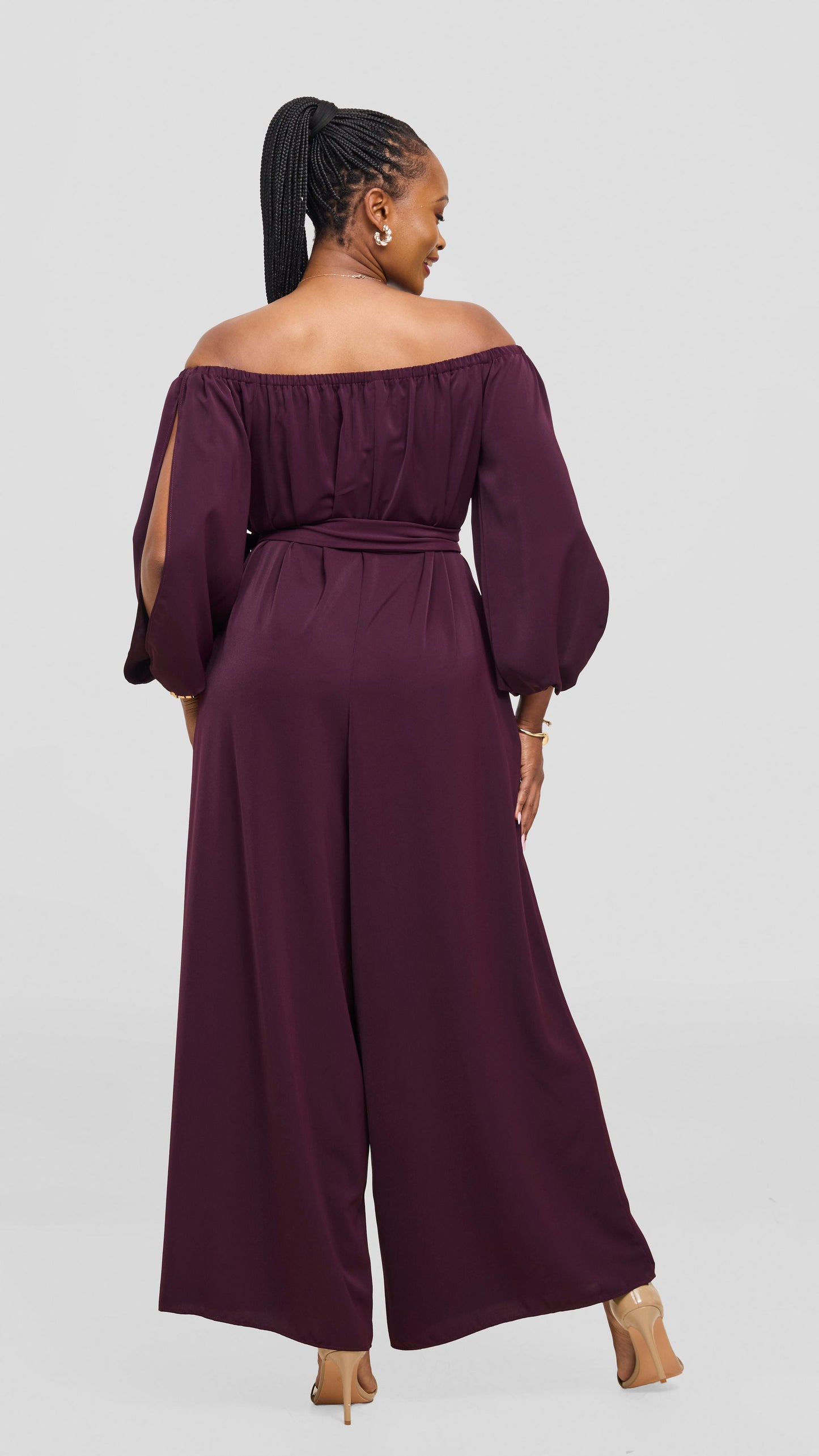 Vivo Yumi Off Shoulder Jumpsuit - Mulberry