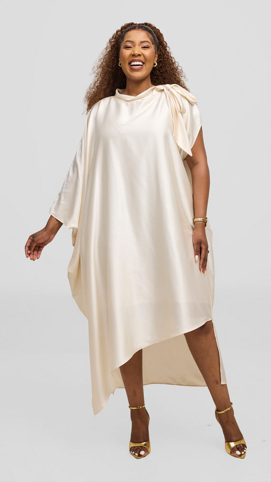Vivo Takali Asymmetrical Midi Length Kaftan - Buttermilk