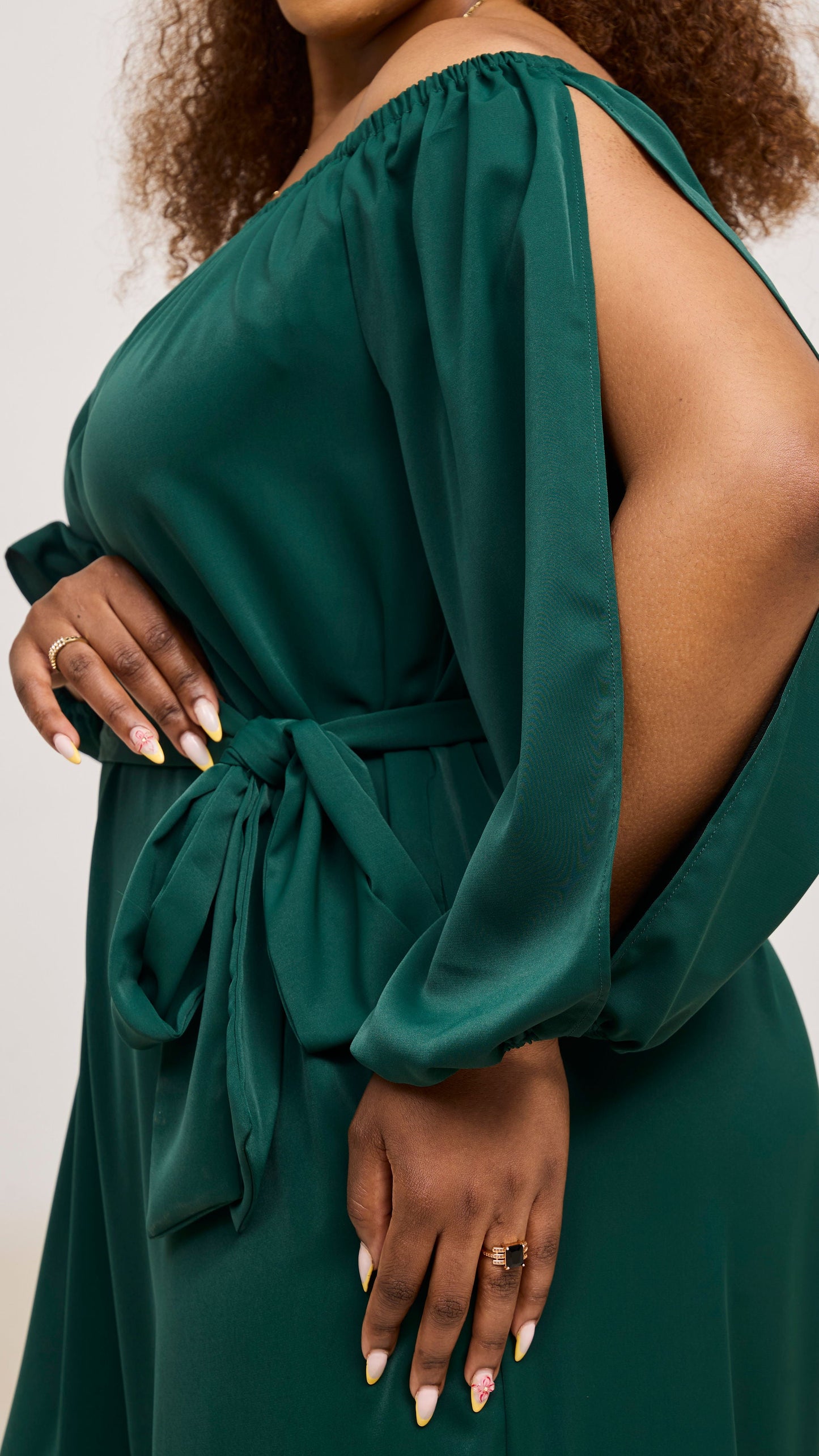 Vivo Yumi Off Shoulder Jumpsuit - Dark Green