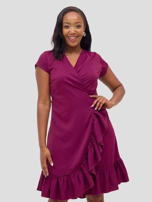 Vivo Wena Wrap Dress - Burgundy