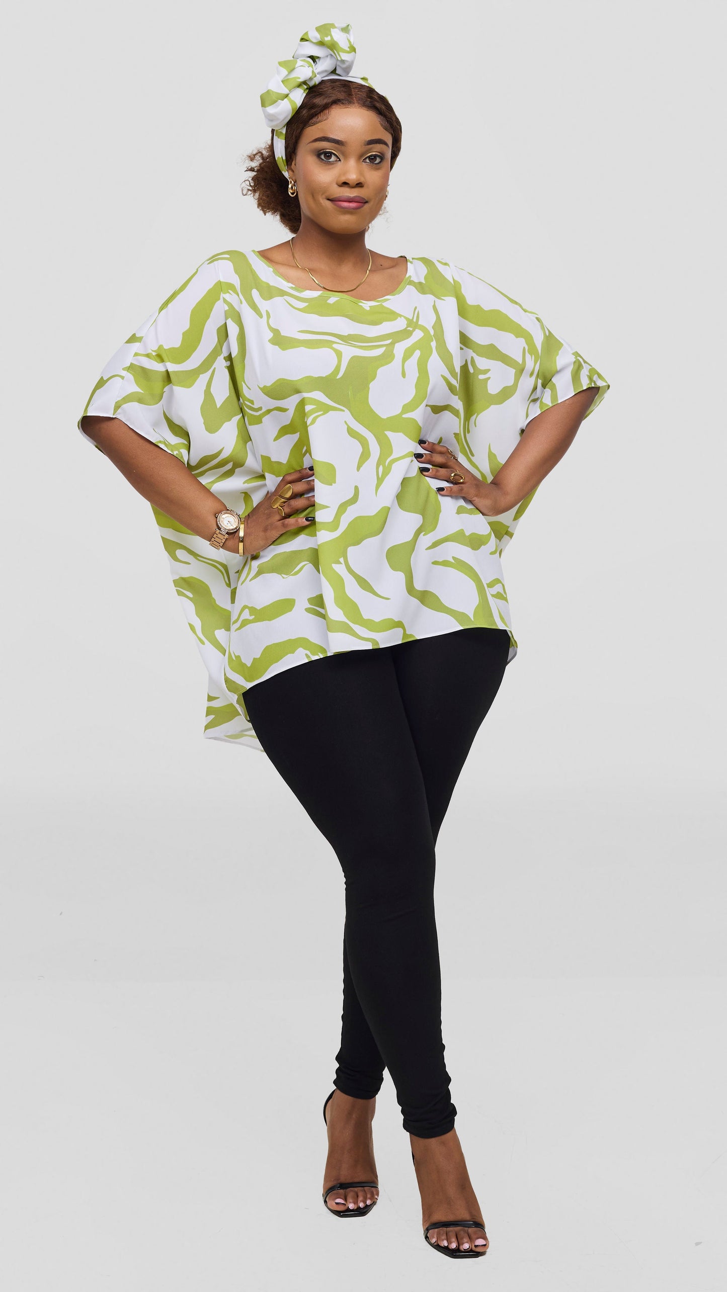 Vivo Maisha Wide High Low Top - White / Olive Ika Print