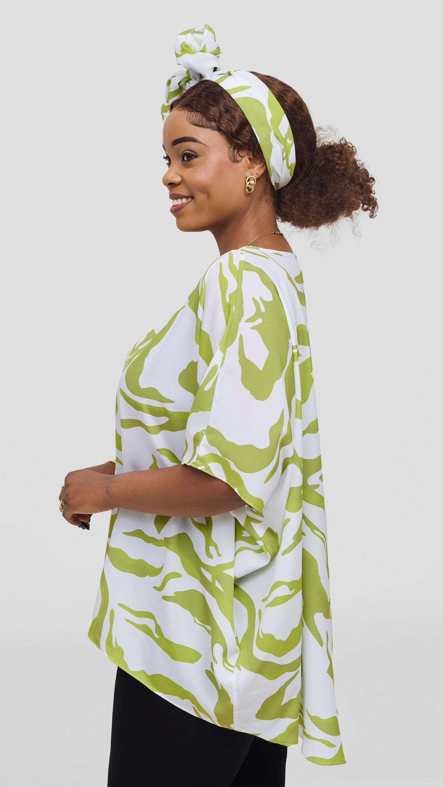 Vivo Maisha Wide High Low Top - White / Olive Ika Print