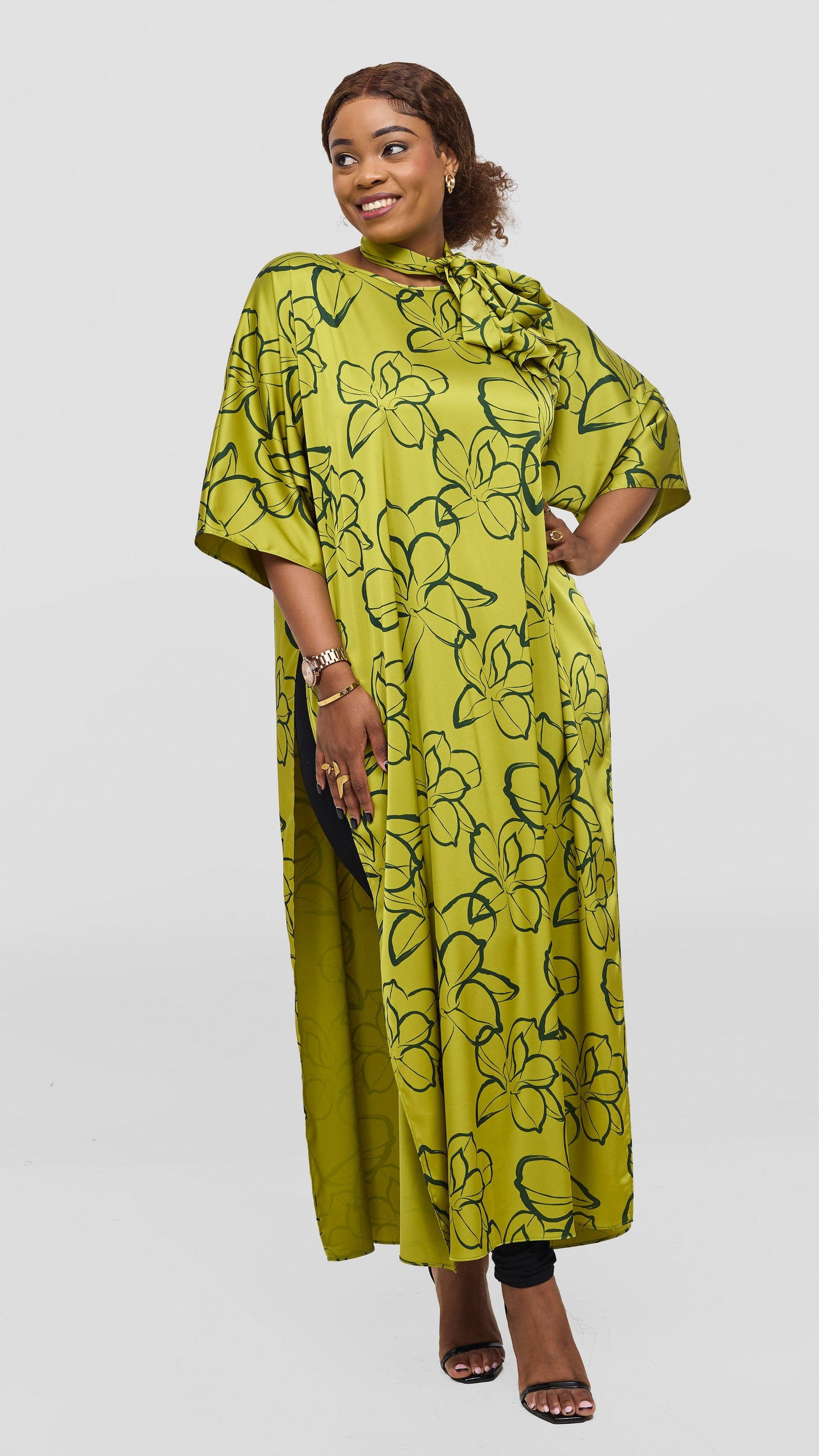 Vivo Lani Maxi Top - Olive / Green Ruvu Print