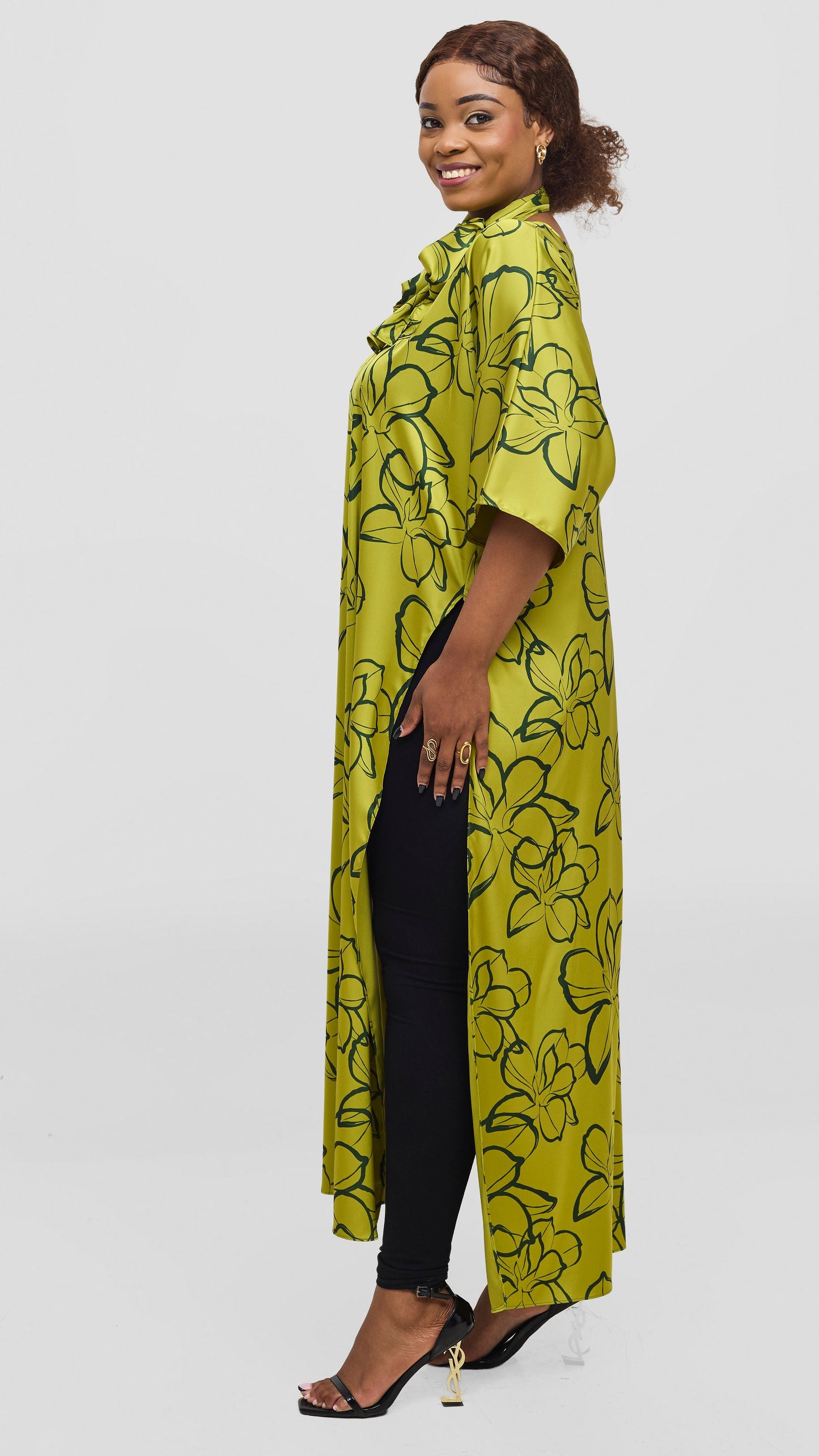 Vivo Lani Maxi Top - Olive / Green Ruvu Print