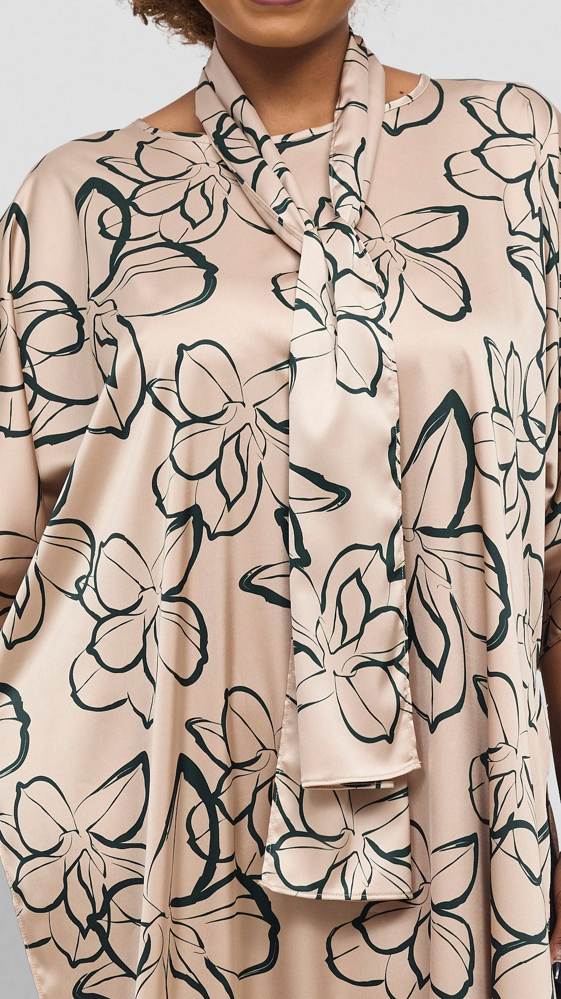 Vivo Lani Maxi Top - Taupe / Green Ruvu Print