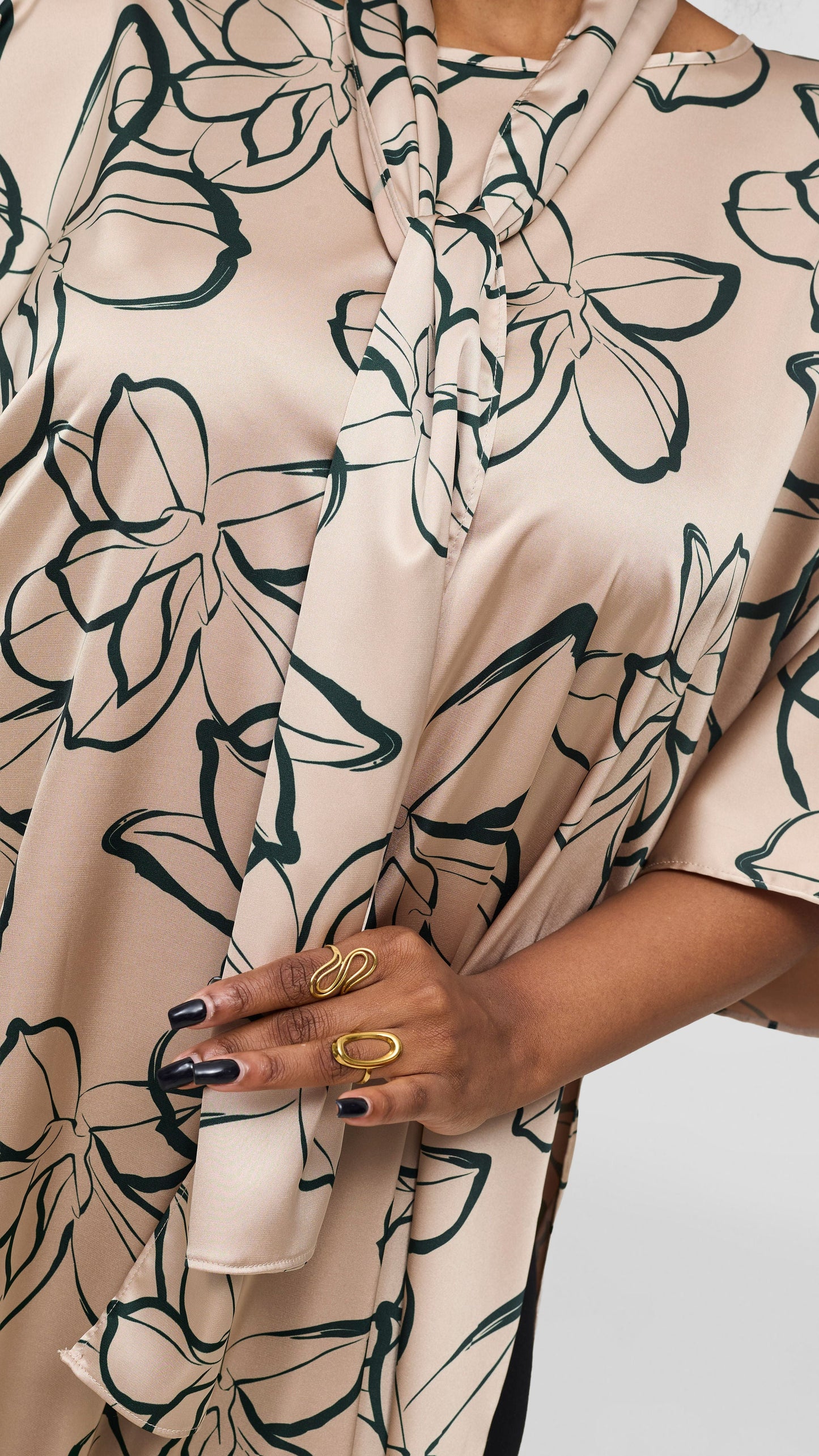 Vivo Lani Maxi Top - Taupe / Green Ruvu Print