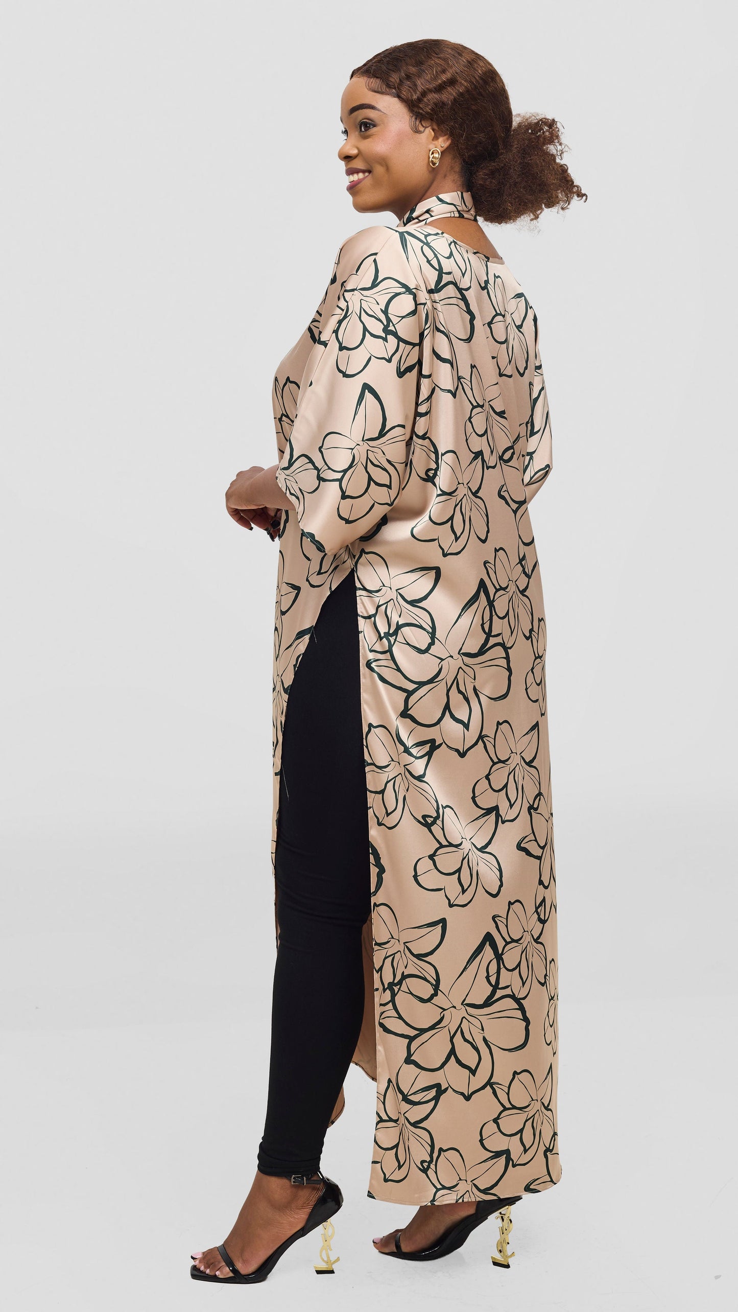Vivo Lani Maxi Top - Taupe / Green Ruvu Print