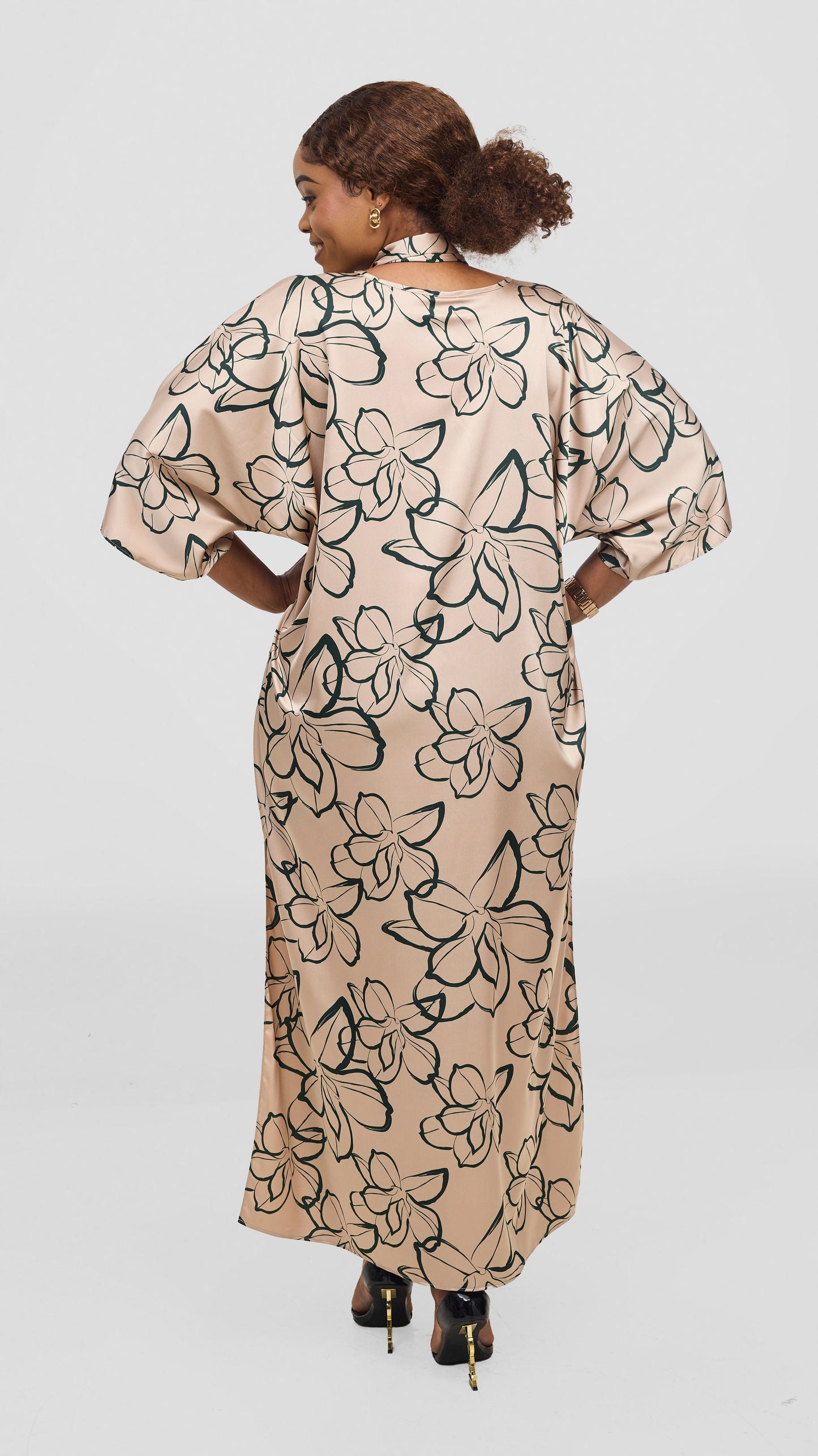 Vivo Lani Maxi Top - Taupe / Green Ruvu Print