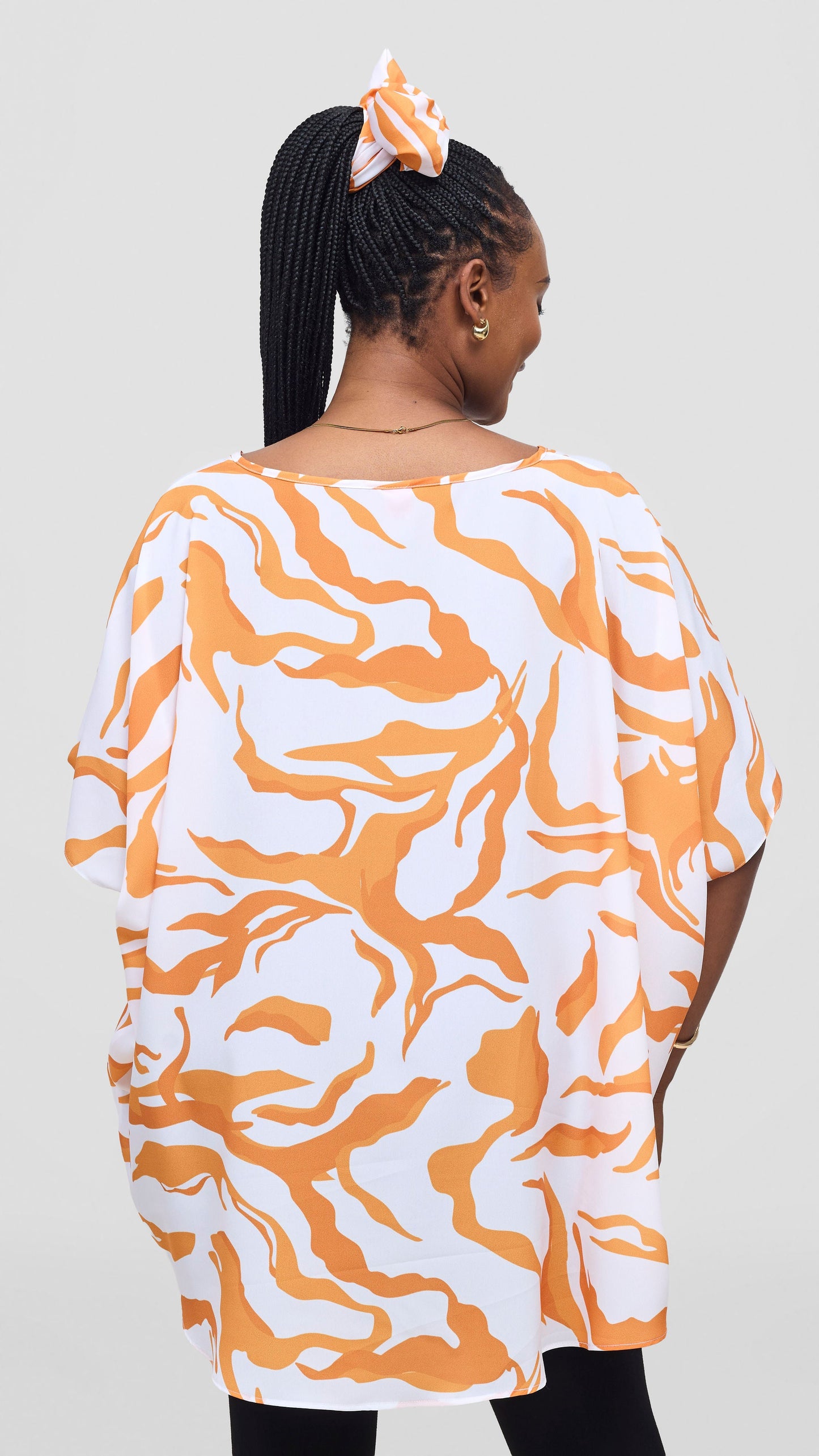 Vivo Maisha Wide High Low Top - White / Orange Ika Print