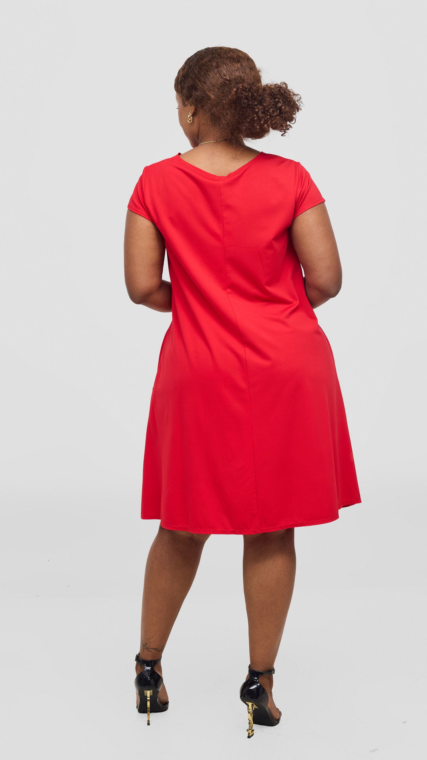 Vivo Pendo Cap Sleeve Tent Knee Length Dress - Dark Red