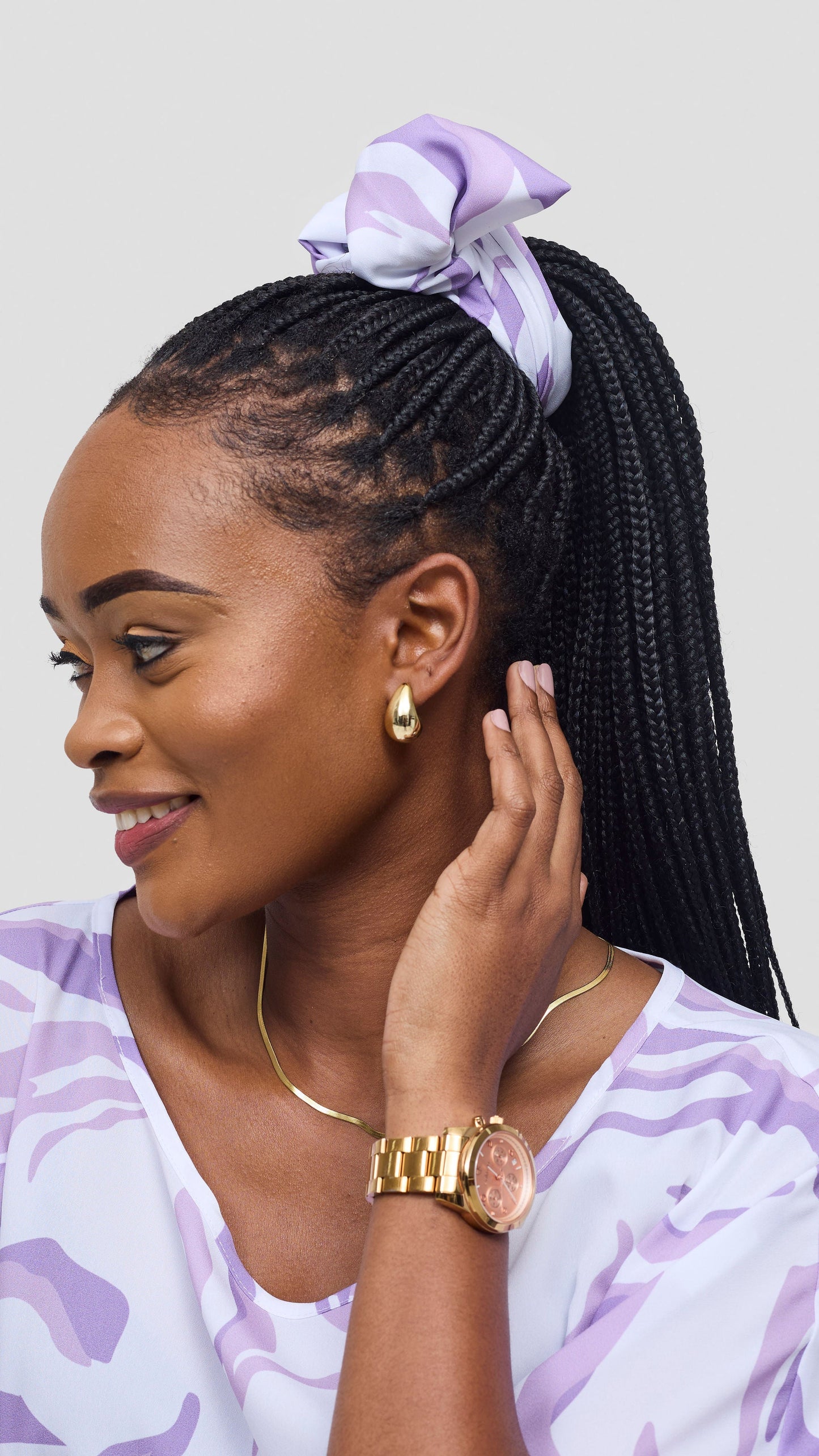 Vivo Maisha Wide High Low Top - White / Lilac Ika Print