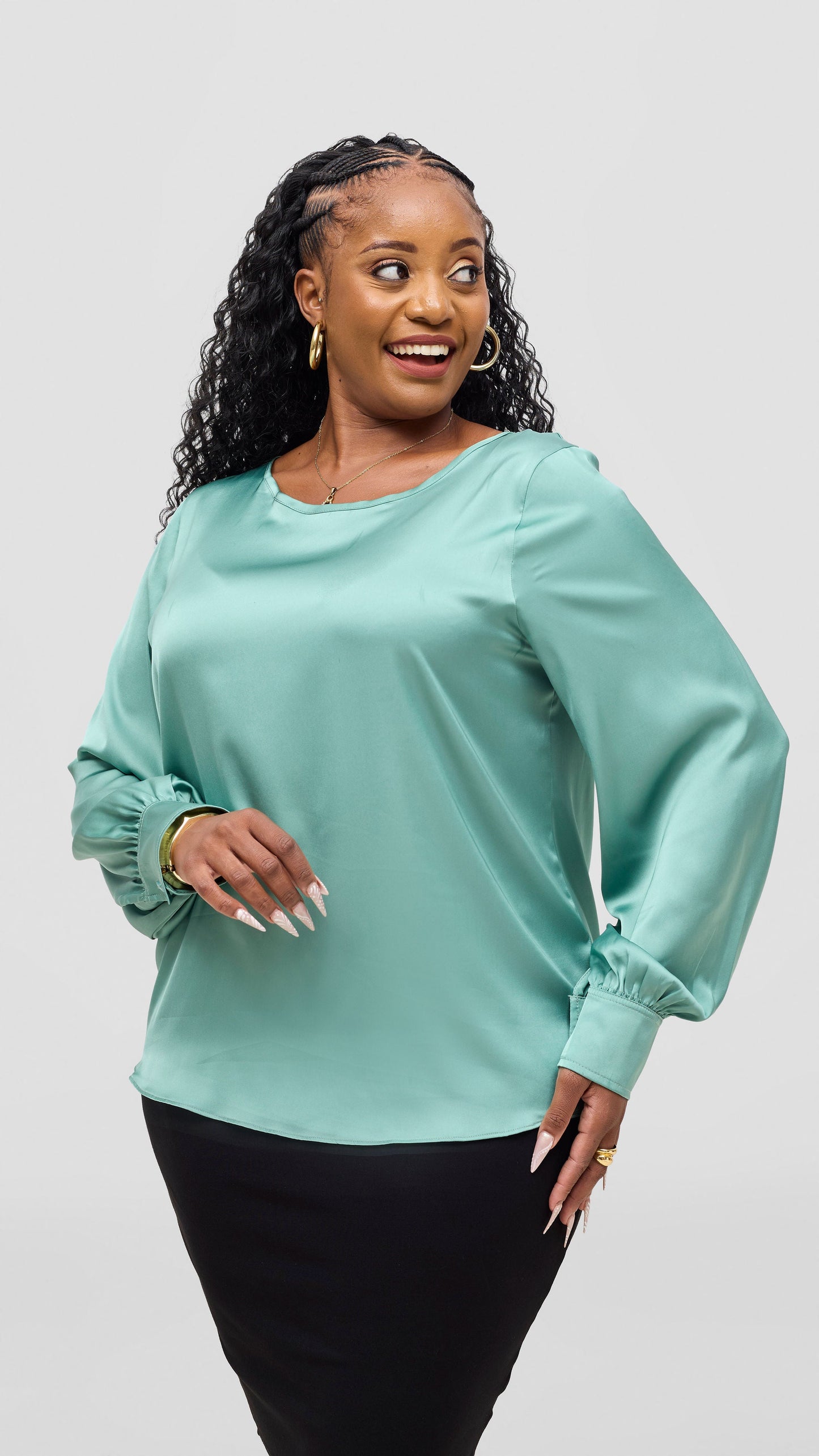 Vivo Tatili Bishop Long Sleeve Top - Mint Green