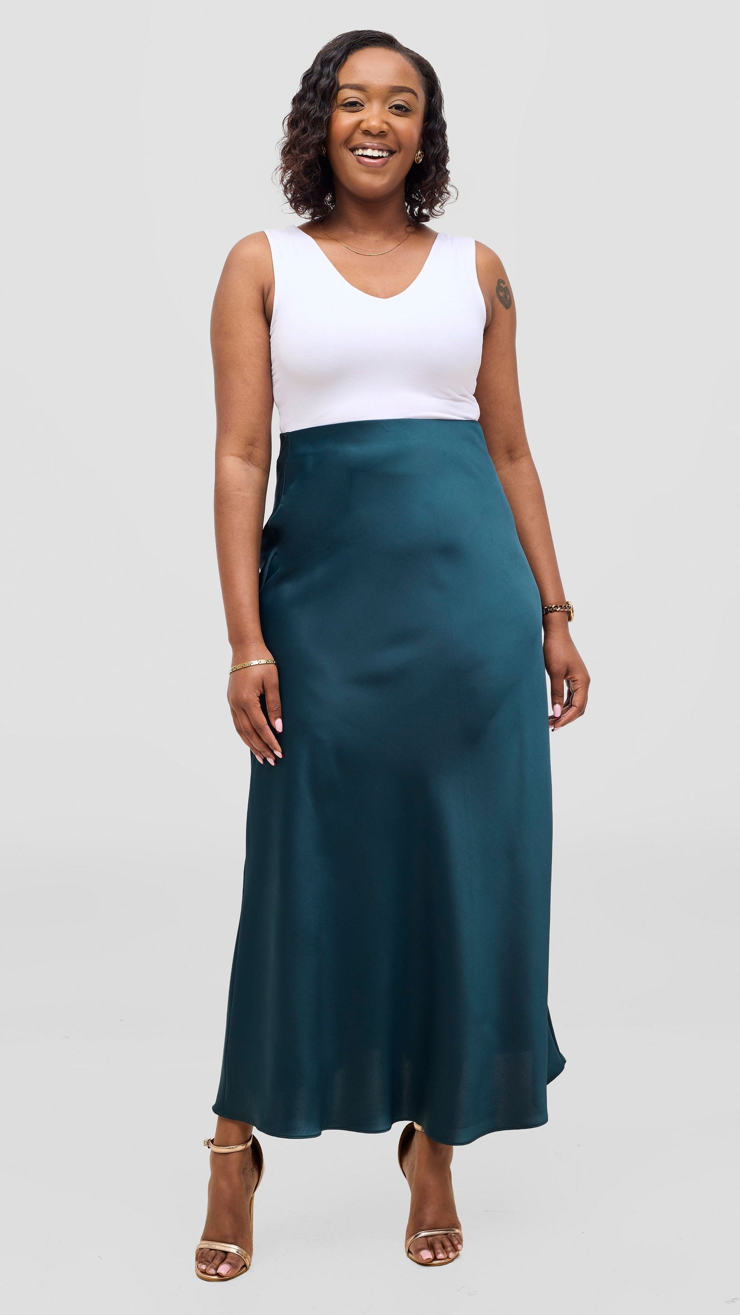 Vivo Talia Maxi Slip Skirt - Dark Green