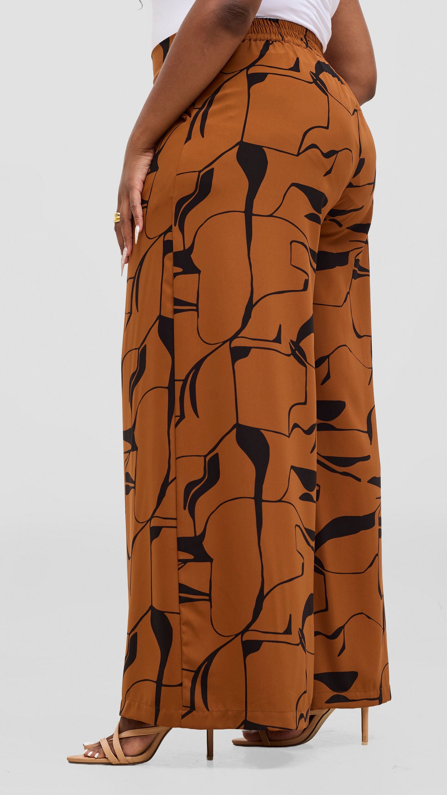 Vivo Liora Wide Leg Pants - Rust / Black Ziza Print