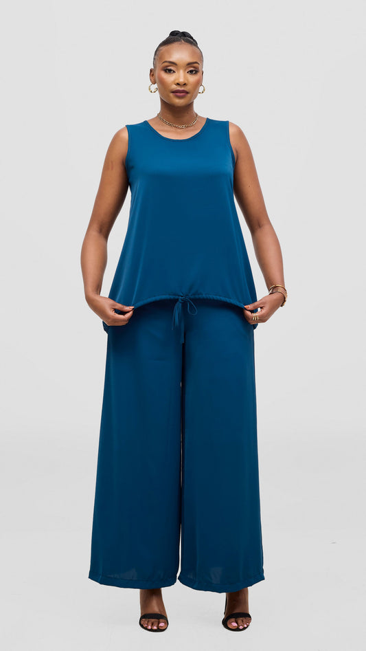 Vivo Liora Sleeveless Drawstring Top - Teal