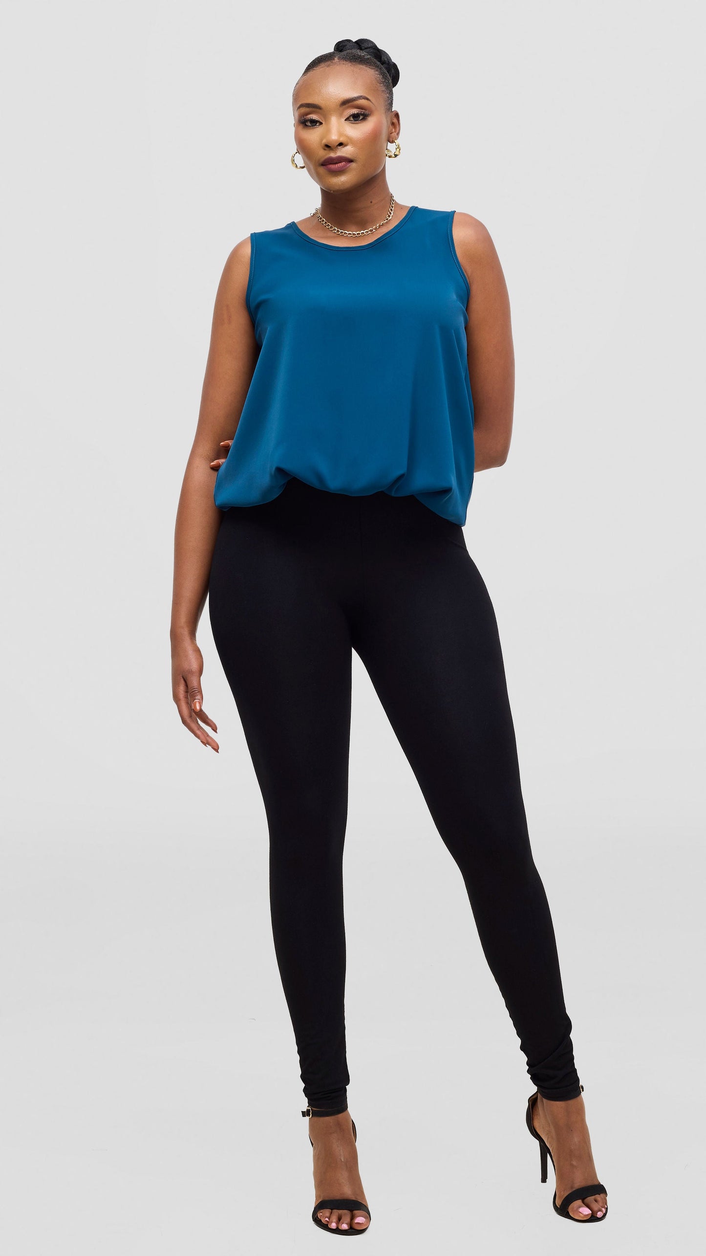Vivo Liora Sleeveless Drawstring Top - Teal