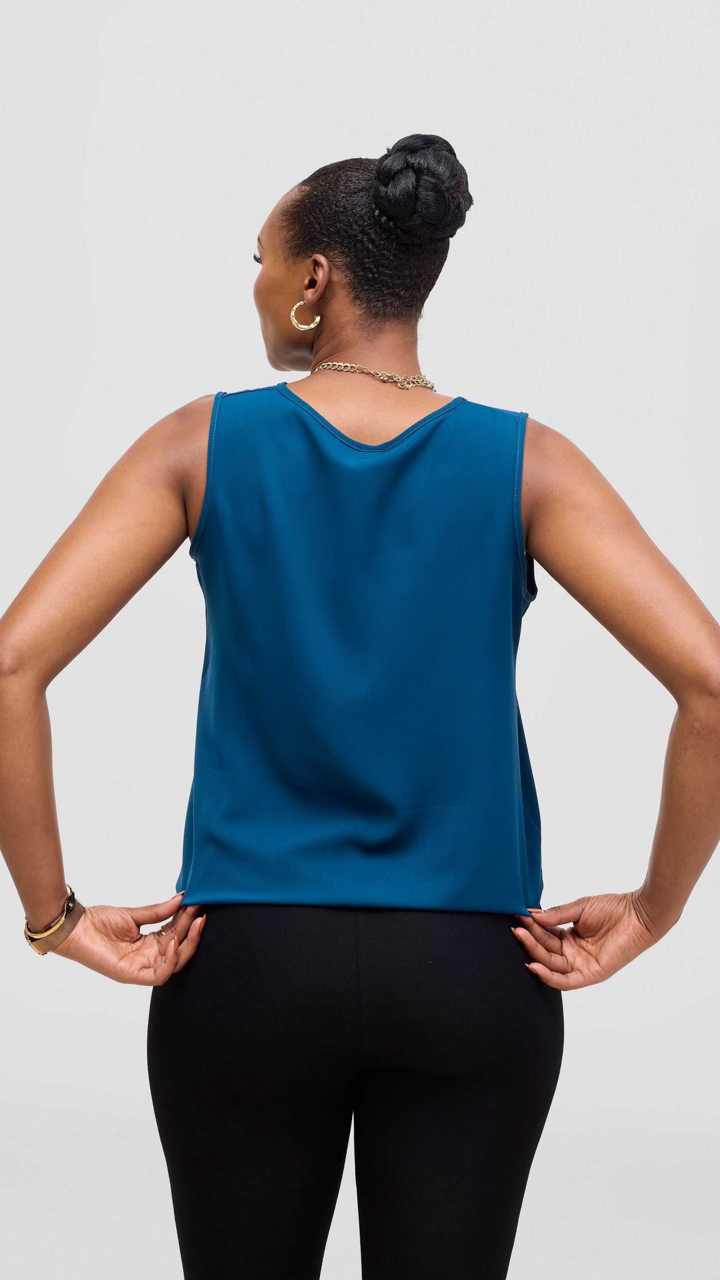 Vivo Liora Sleeveless Drawstring Top - Teal