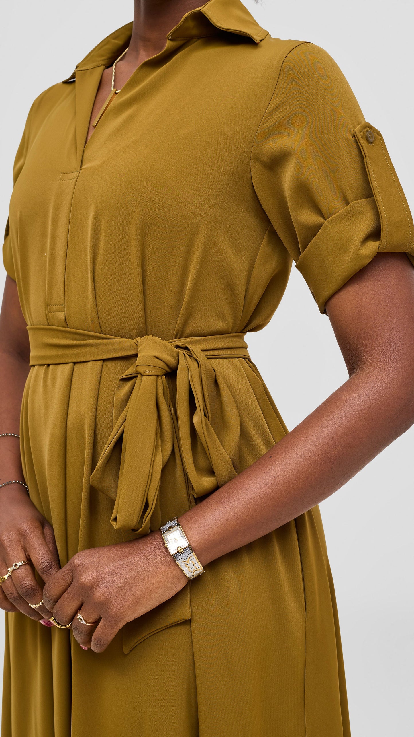 Vivo Yumi Maxi Shirt Dress - Dark Olive