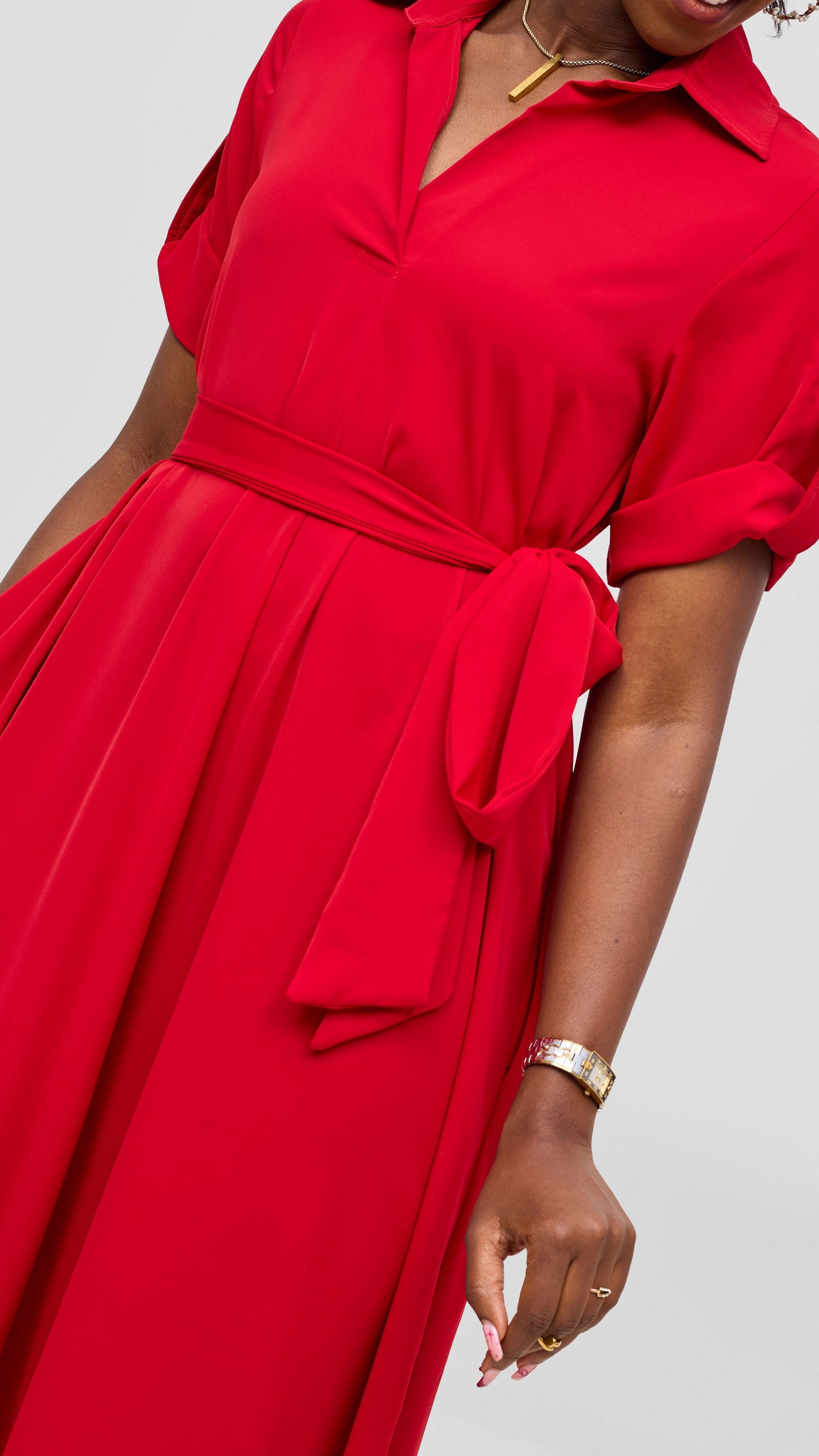 Vivo Yumi Maxi Shirt Dress - Dark Red