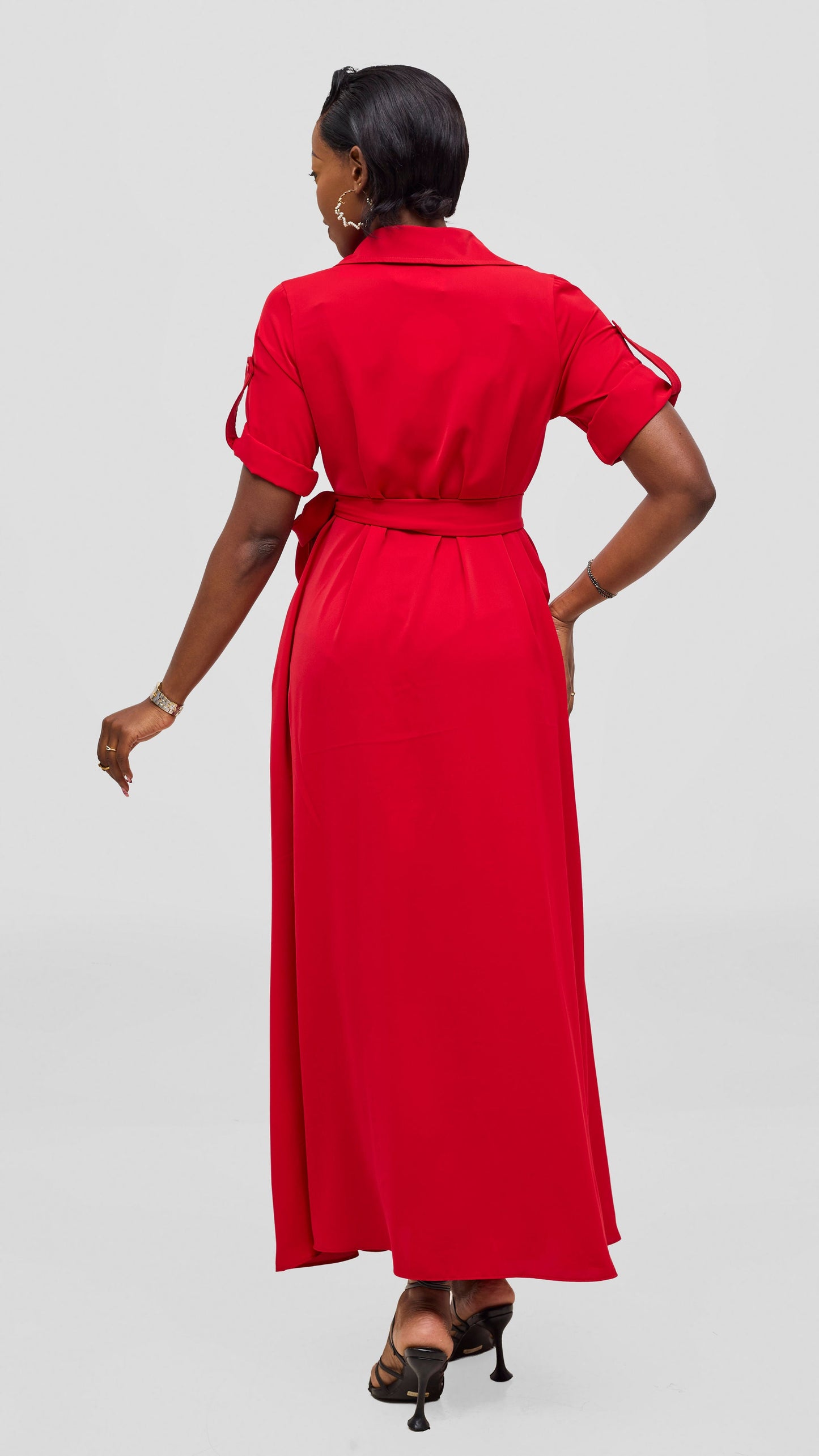 Vivo Yumi Maxi Shirt Dress - Dark Red