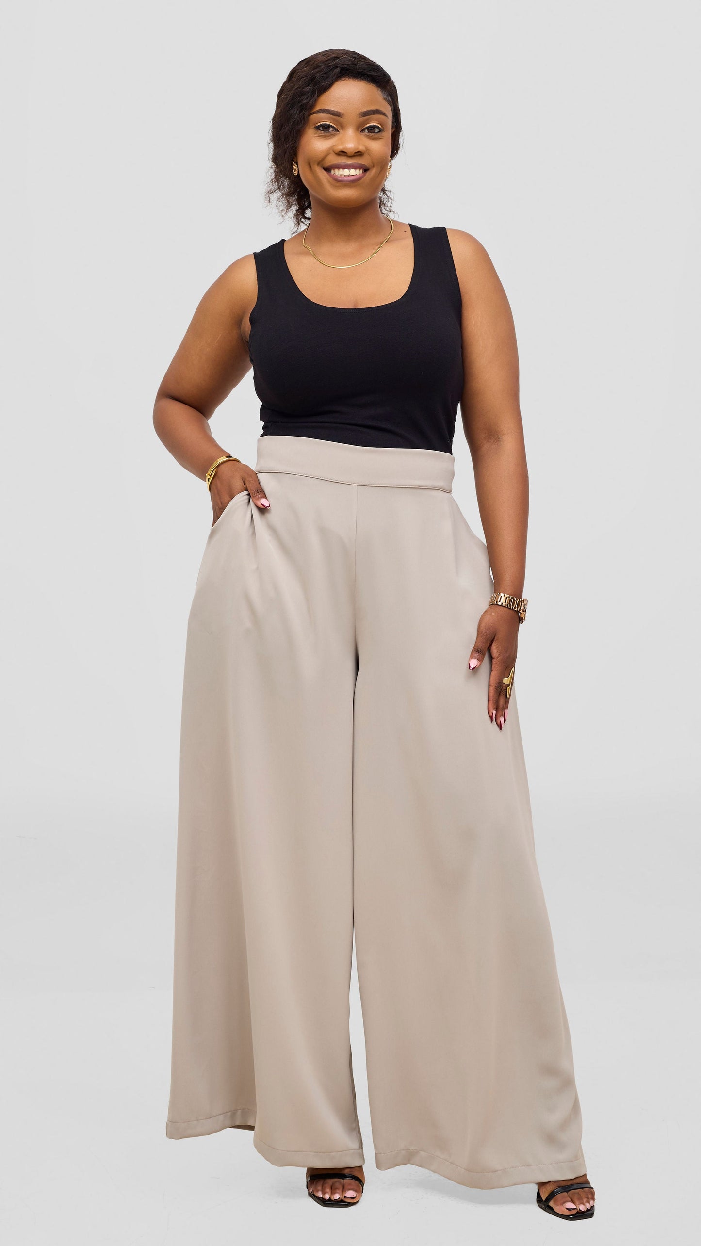 Vivo Talia Wide Leg Pants - Light Grey
