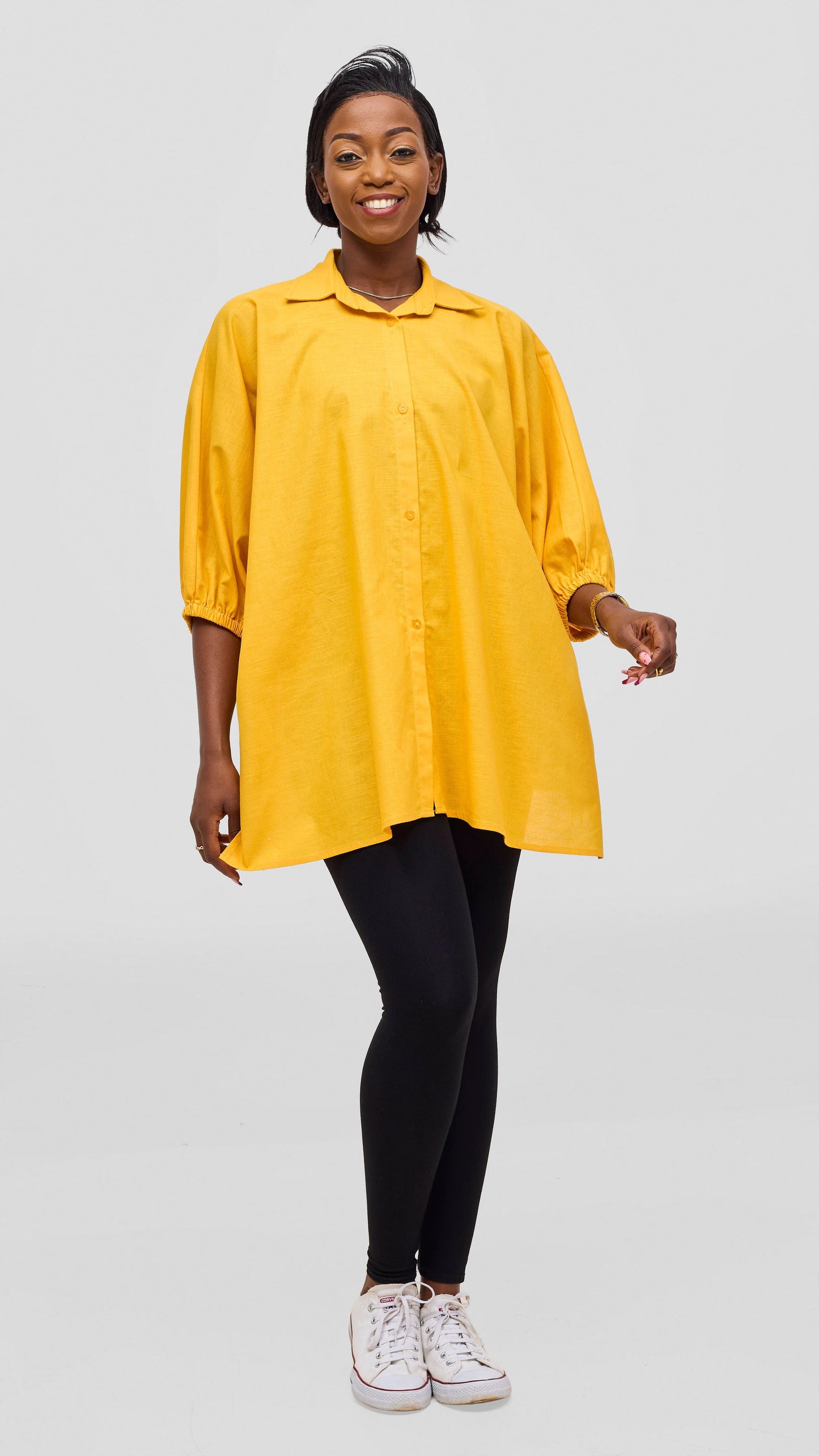 Safari by Vivo Zehra Extra Wide Linen Shirt - Mustard
