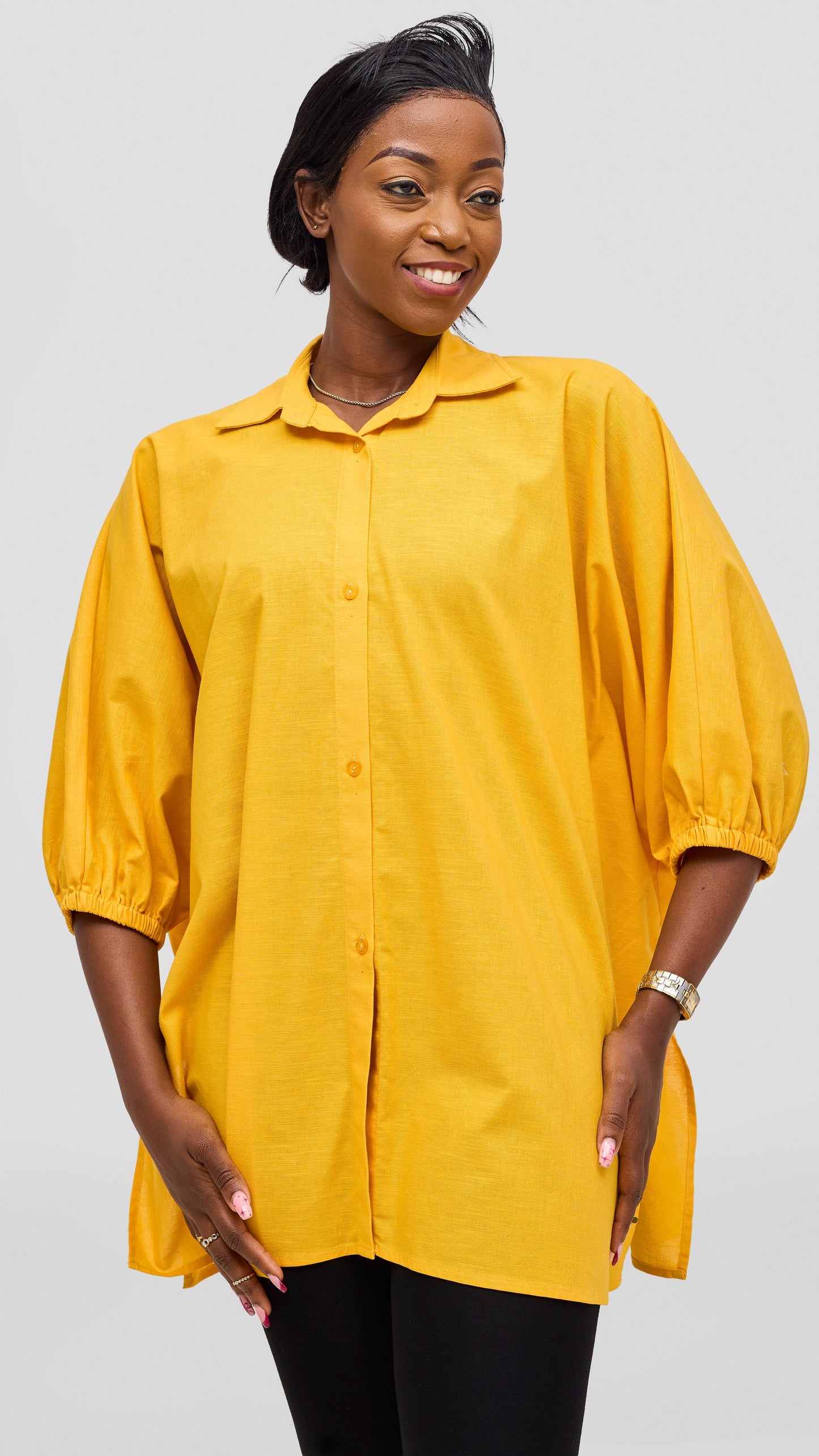 Safari by Vivo Zehra Extra Wide Linen Shirt - Mustard